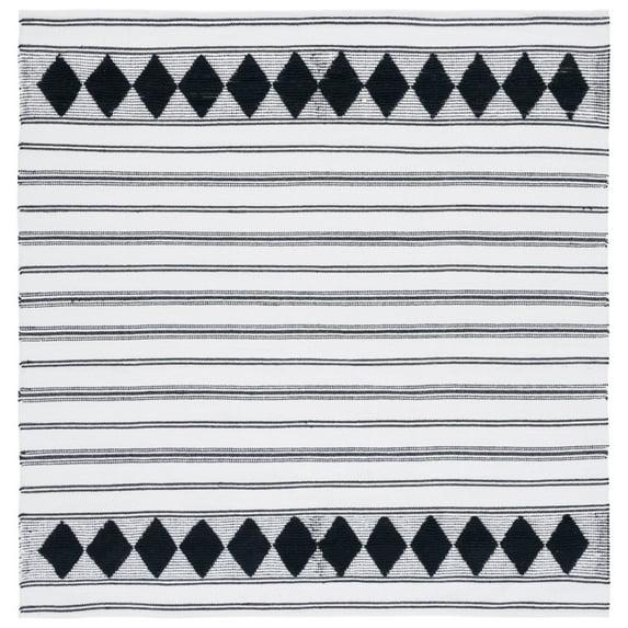 Montauk MTK708 Hand Woven, Flat Weave Indoor Area Rug - Black/Ivory - 6'x6' - Safavieh