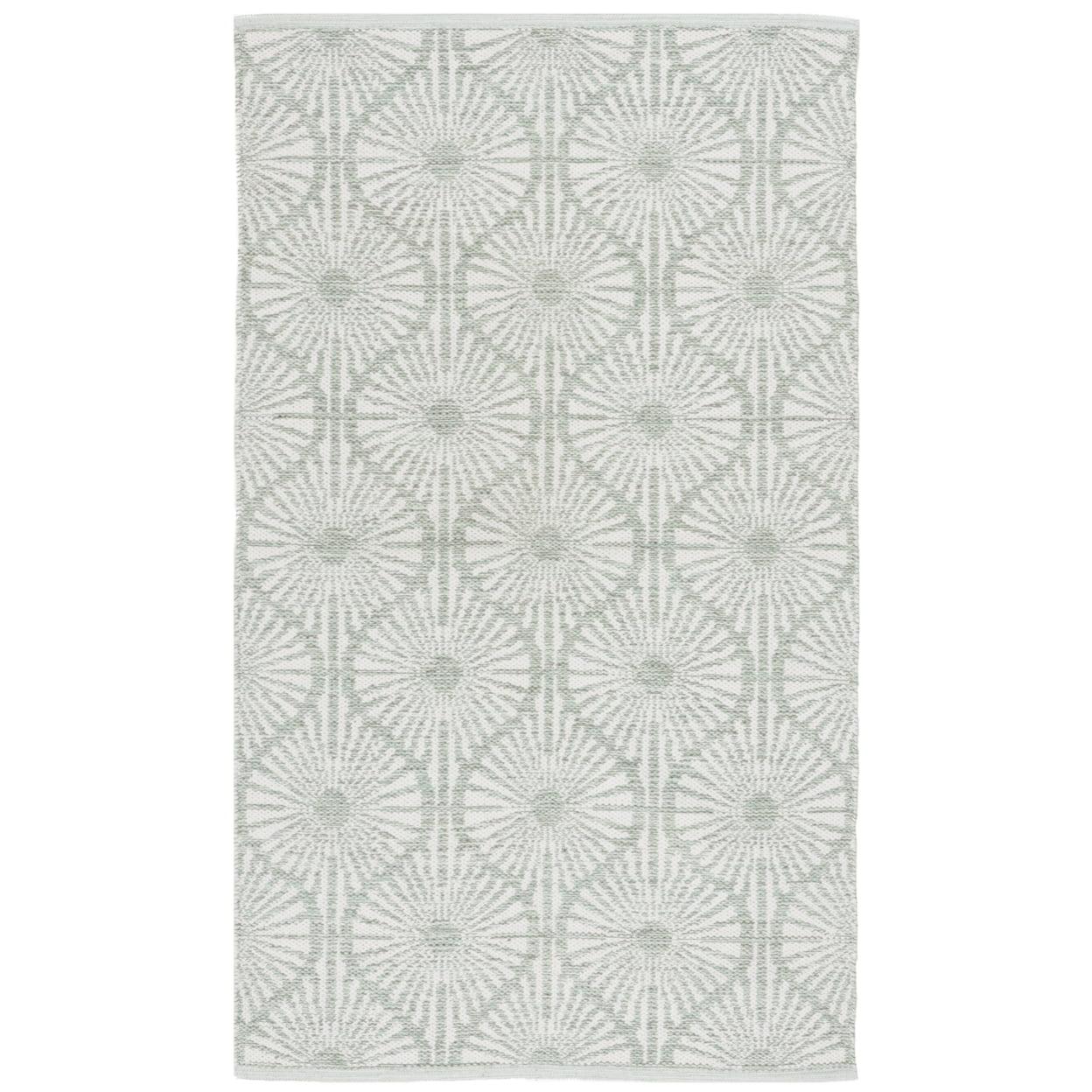 Coastal Breeze Light Green/Ivory Cotton Blend 3' x 5' Area Rug