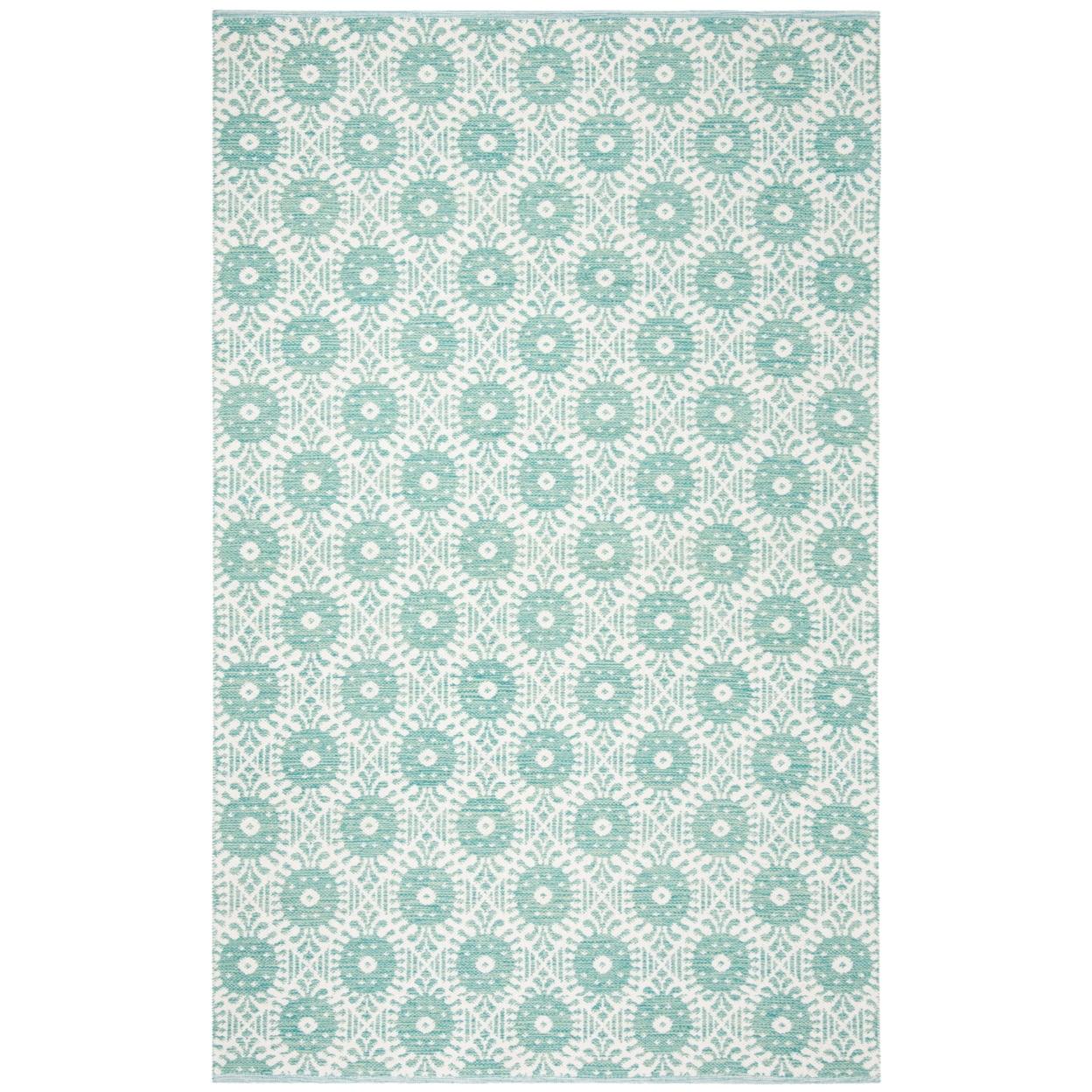 Reversible Hand-Woven Montauk 5' x 8' Green and Ivory Area Rug