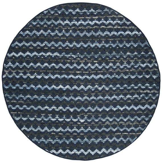 Montauk MTK120 Hand Woven Indoor Accent Rug - Navy Blue/Black - 4' Round - Safavieh