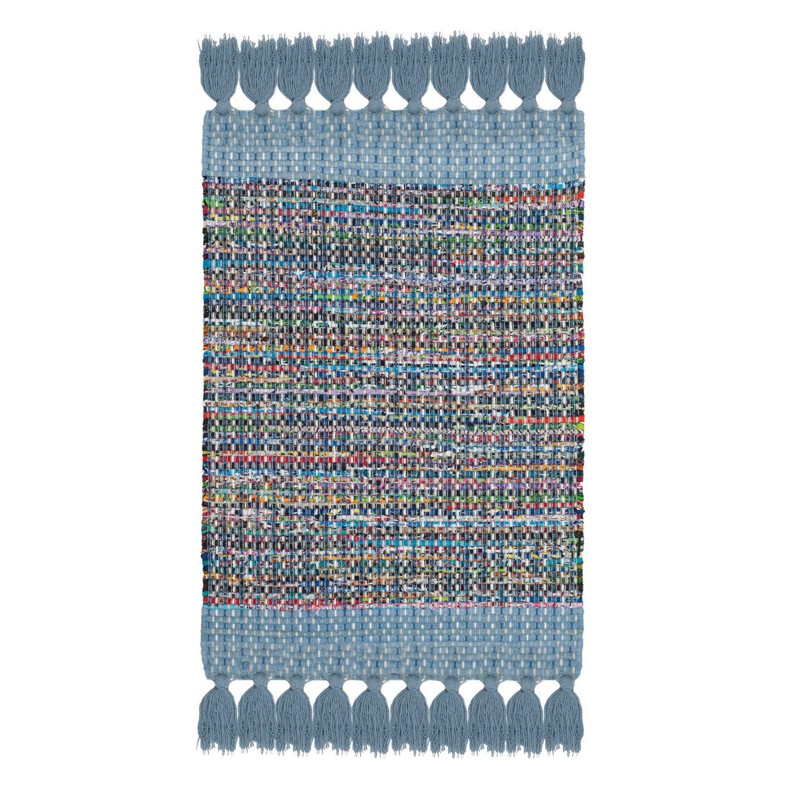 Montauk Blue Multi 2'3" x 8' Flat Woven Cotton Wool Runner