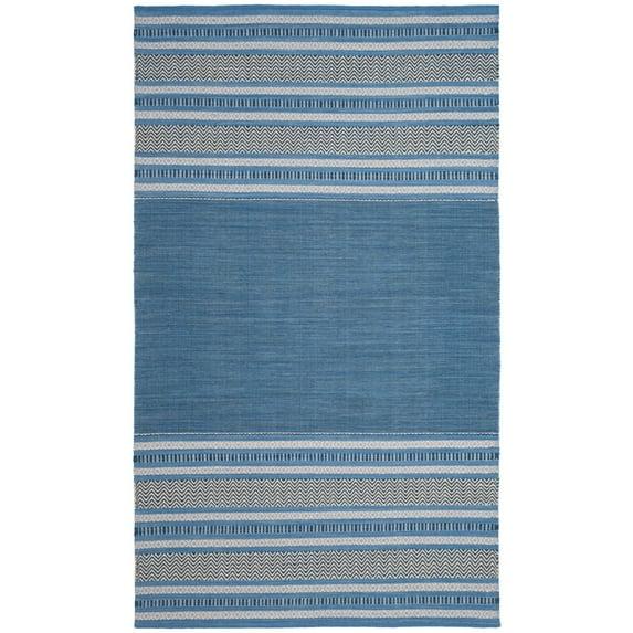 SAFAVIEH Montauk Jobeth Striped Soft Braided Cotton Area Rug, Blue/Grey, 4' x 6'