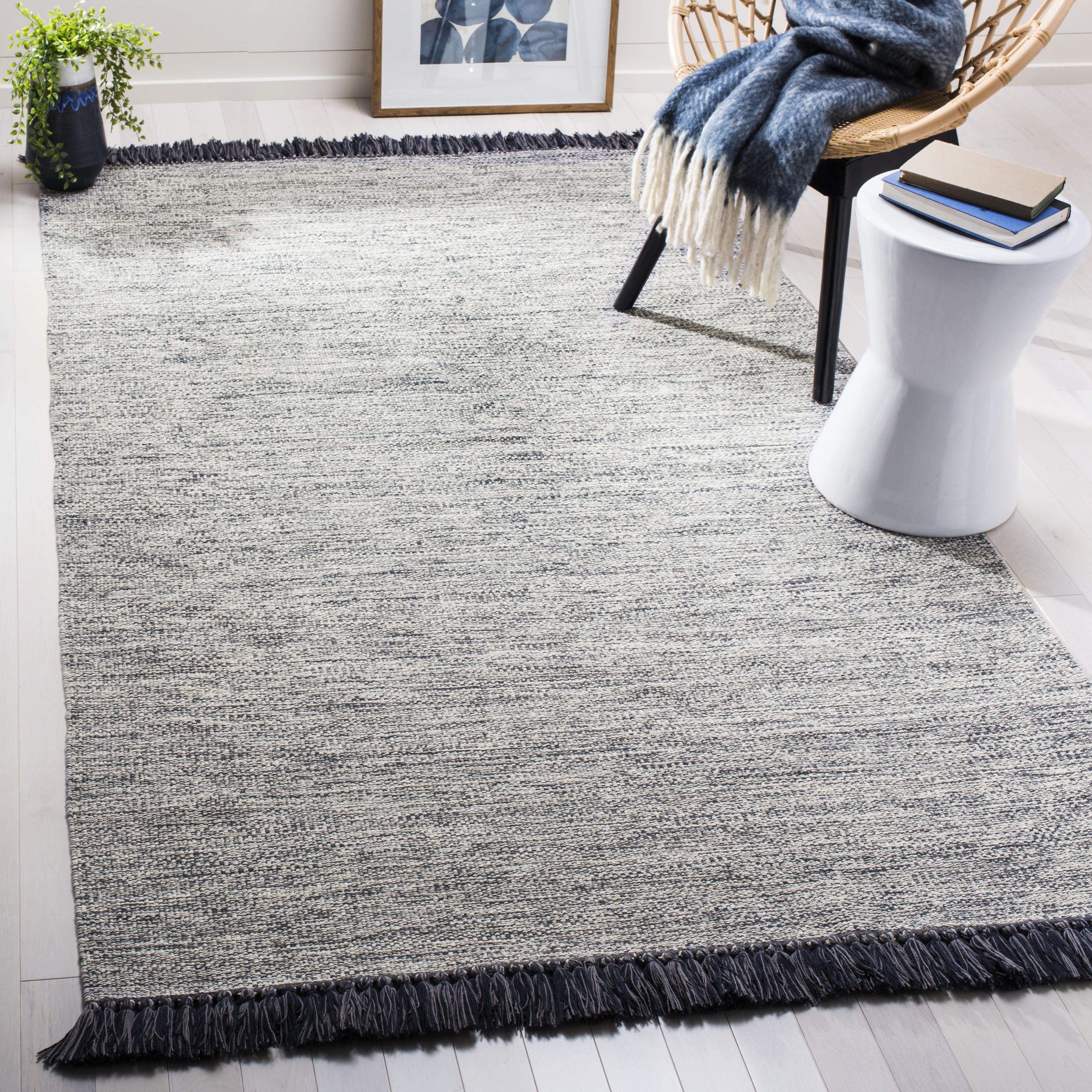 Coastal Charm Hand-Woven Cotton Flatweave Rug, 8' x 10', Gray