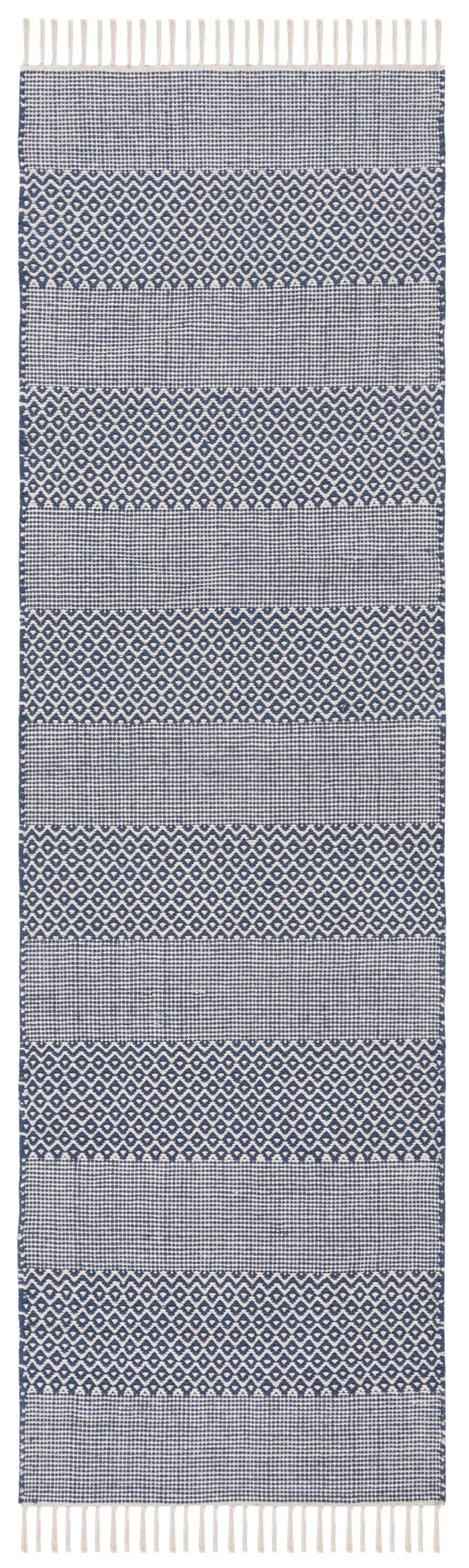 Montauk MTK330 Hand Woven Indoor Runner Rug - Ivory/Navy - 2'3"x14' - Safavieh
