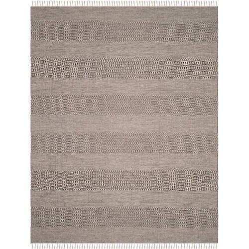 Ivory and Anthracite Geometric Handwoven Cotton-Wool Area Rug 8' x 10'