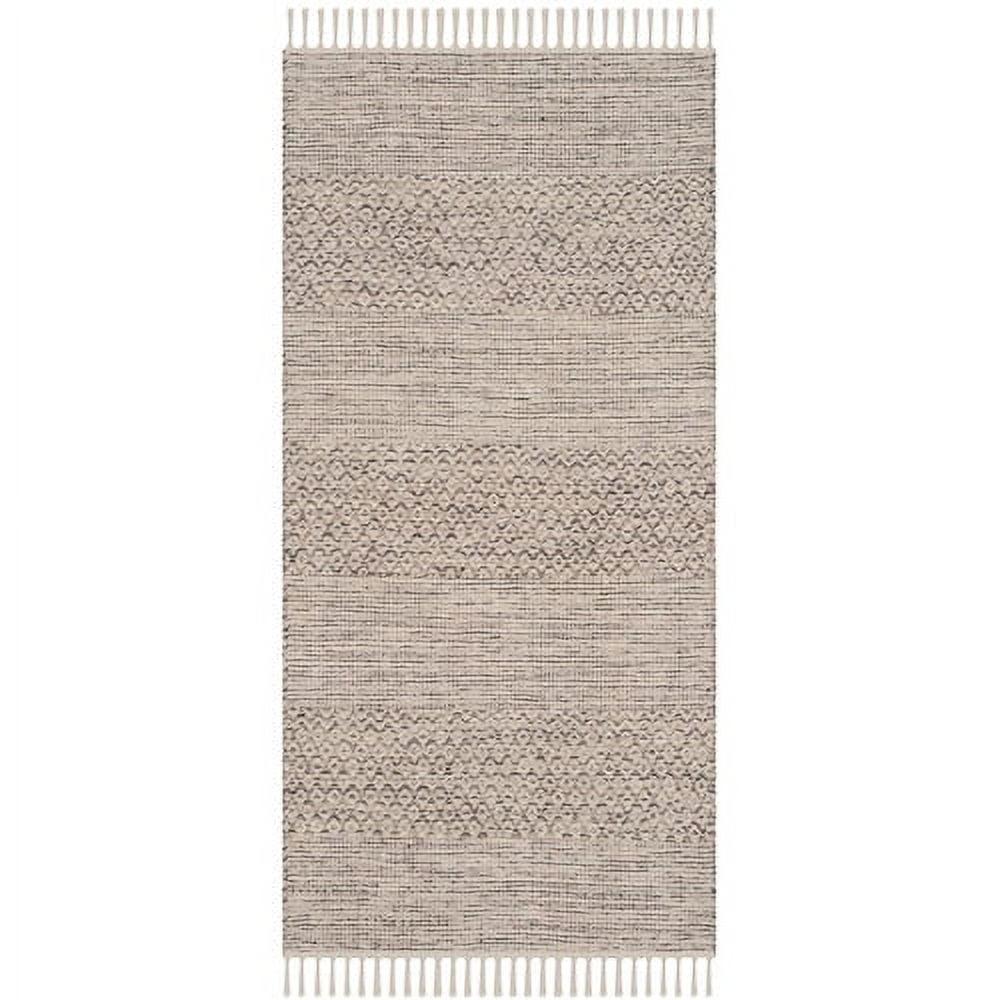 Ivory and Steel Grey 6' x 9' Handwoven Cotton Area Rug