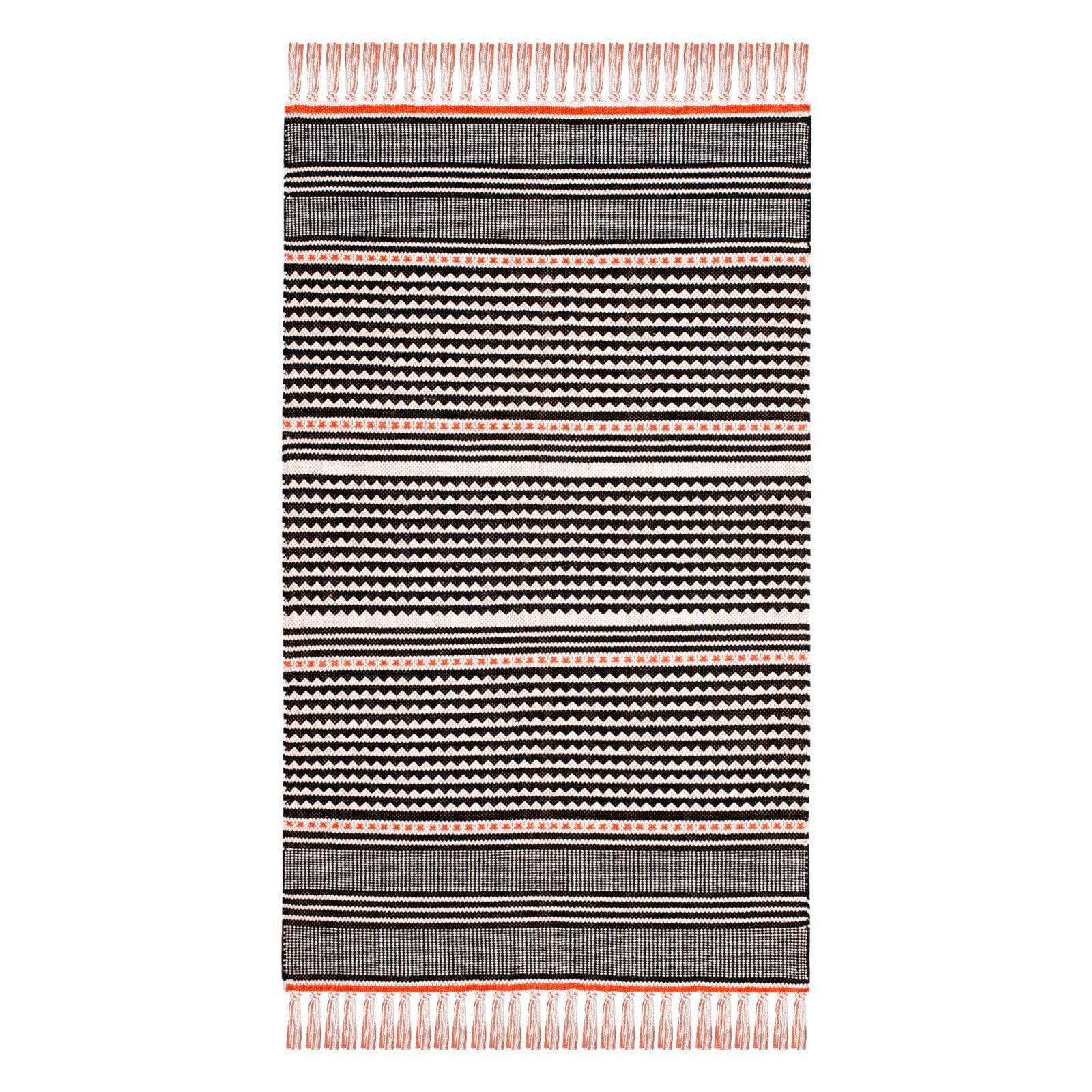 Montauk 5' x 8' Orange Multi Stripe Handwoven Wool Cotton Rug