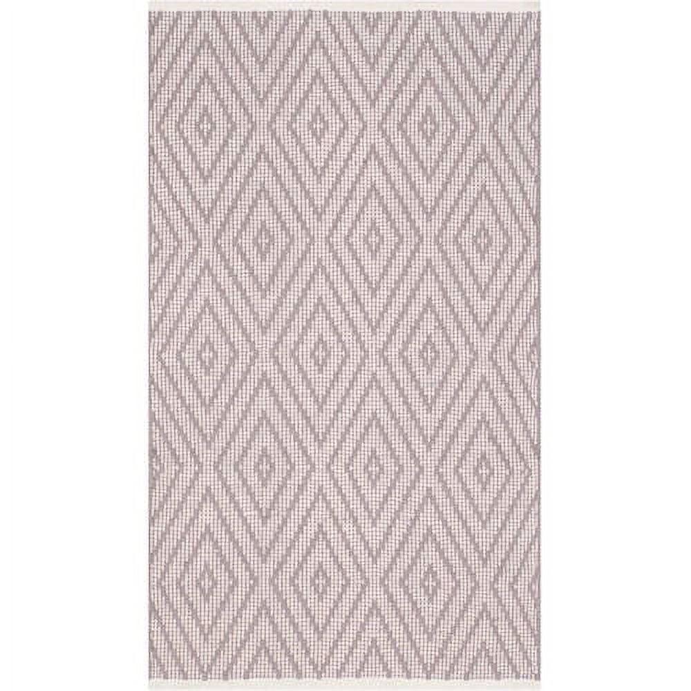 Coastal Charm Grey Ivory Cotton Geometric Area Rug 2'3" x 3'9"