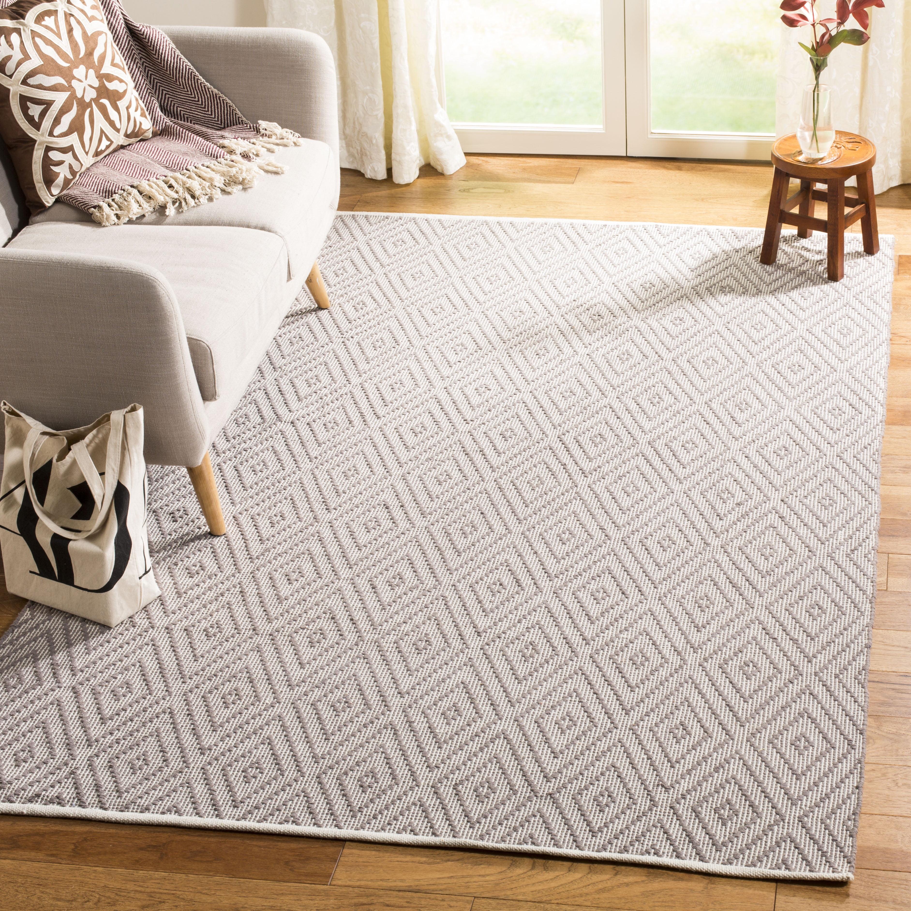 Coastal Charm Handwoven Cotton Area Rug - Grey/Ivory, 3' x 5'