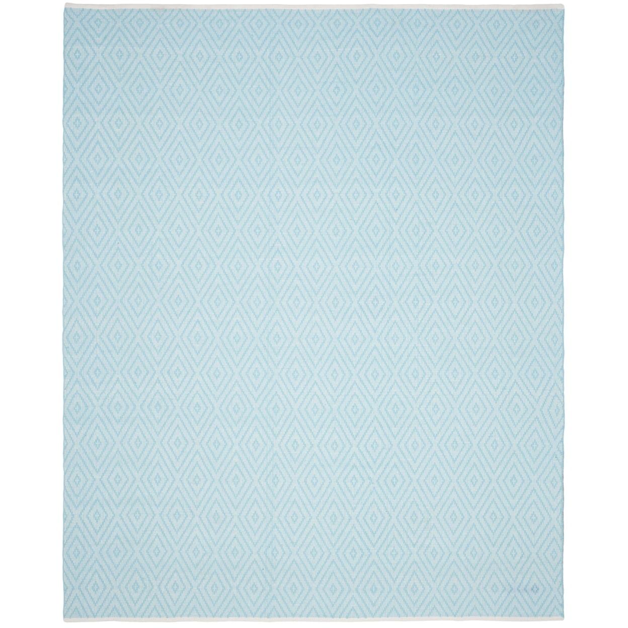 SAFAVIEH Montauk Kimberlyn Geometric Diamond Cotton Area Rug, Turquoise/Ivory, 11' x 15'