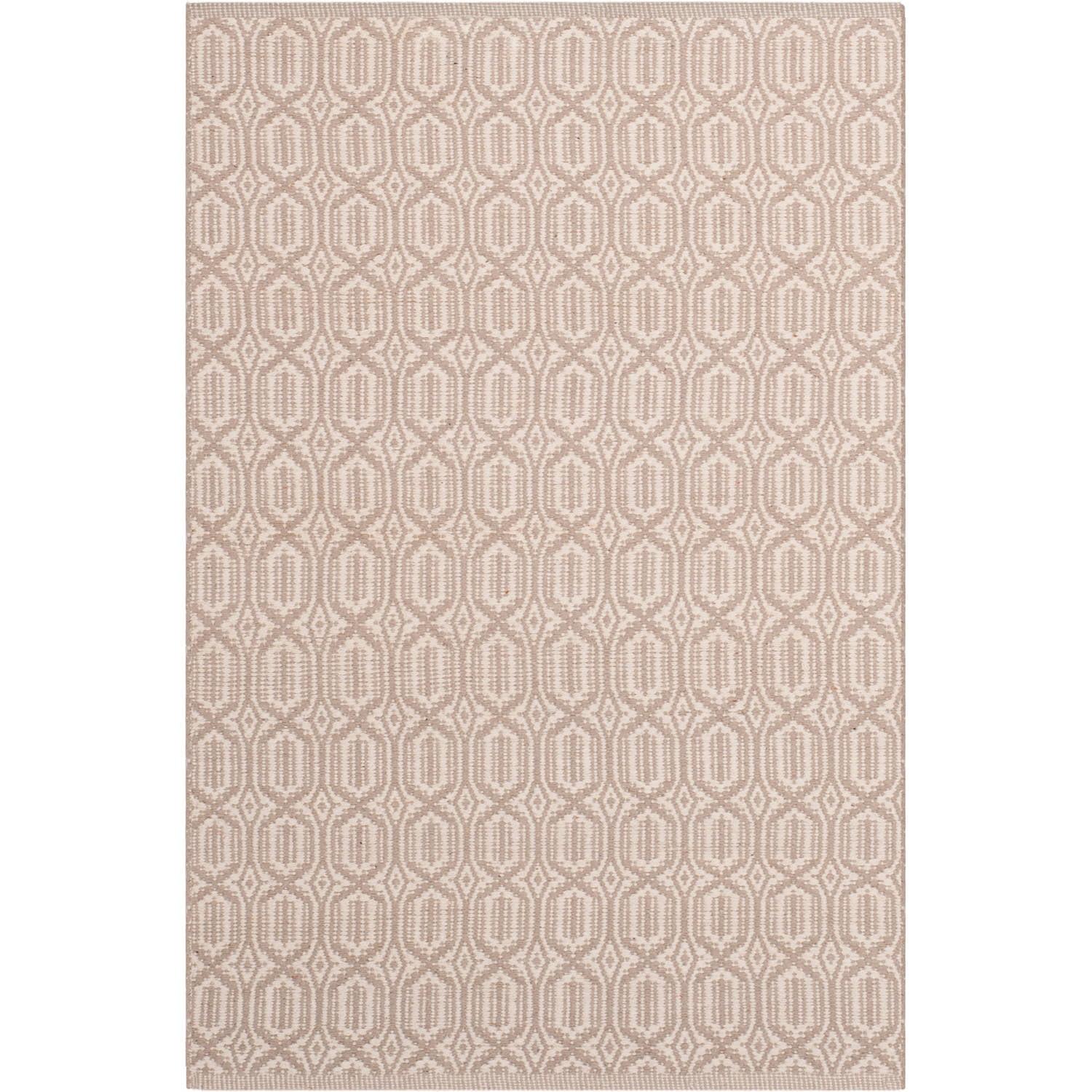 Ivory and Grey Flat Woven Cotton Area Rug, 3' x 5'