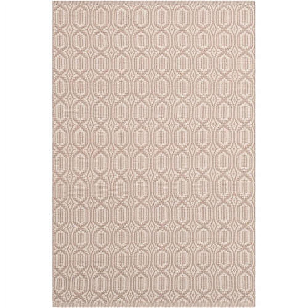 Ivory Grey Geometric Hand-Woven Cotton Area Rug 6' x 9'