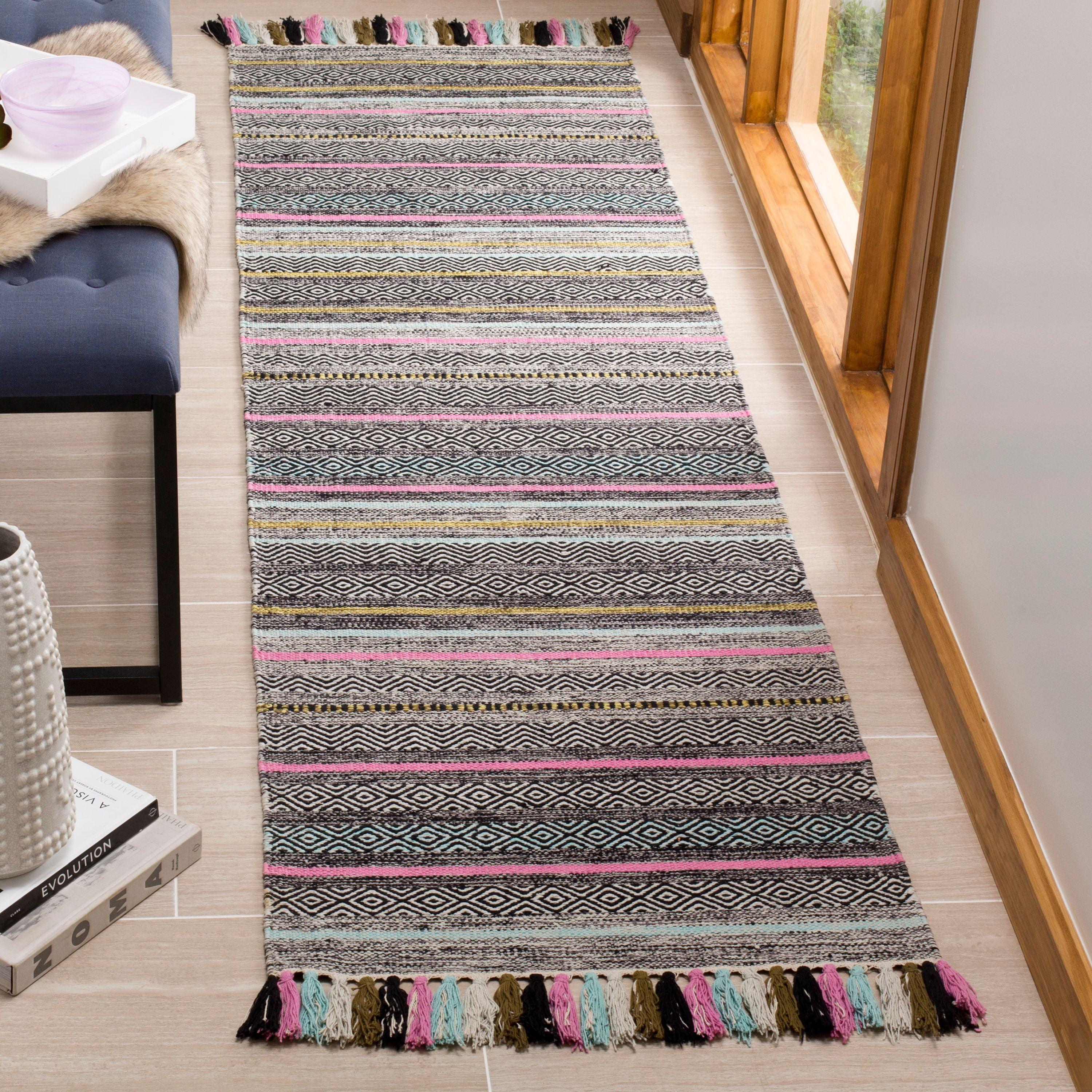 Montauk MTK901 Hand Woven Indoor Runner Rug - Black/Multi - 2'3"x8' - Safavieh.