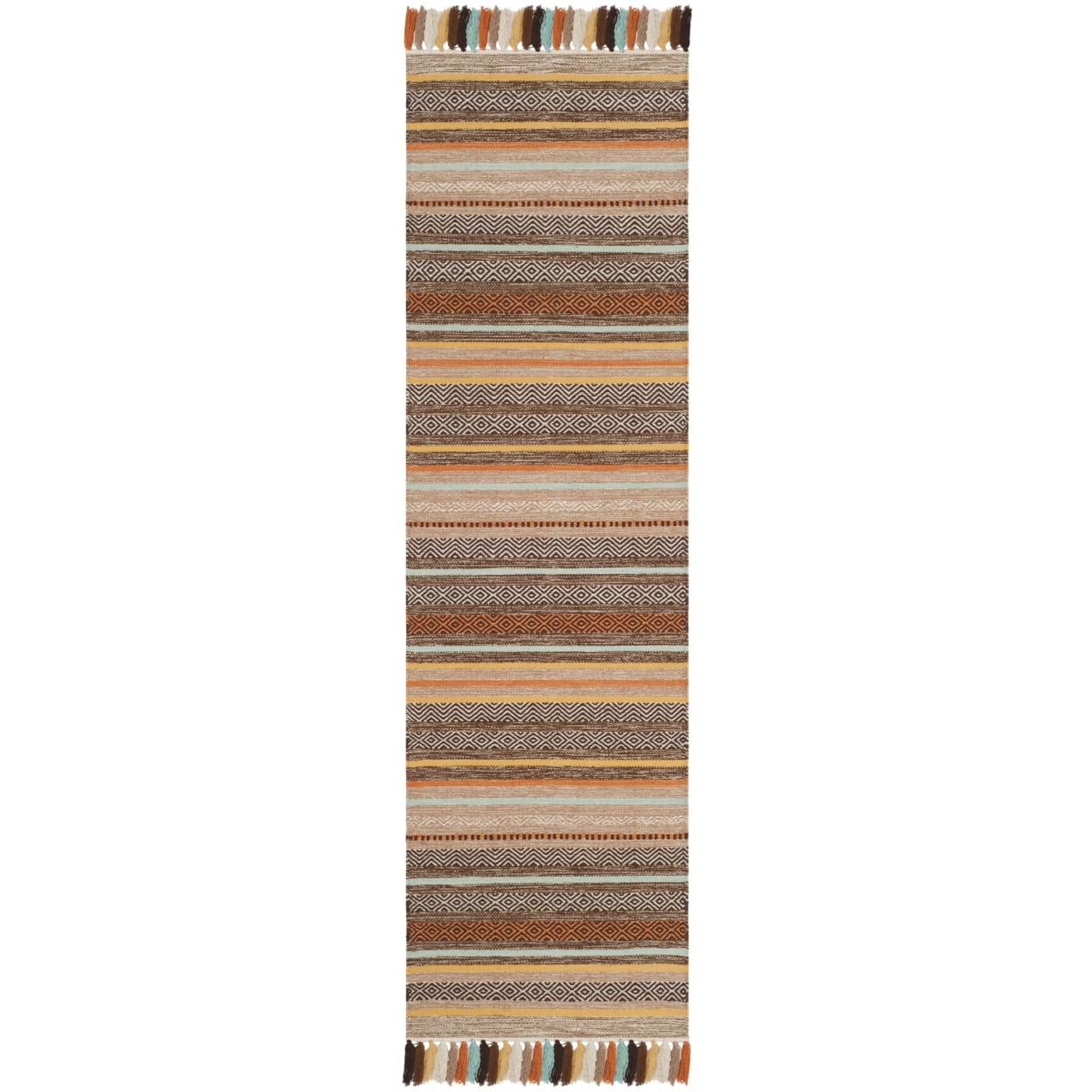 Coastal Charm Brown/Multi Stripe Cotton 2'3" x 8' Runner Rug