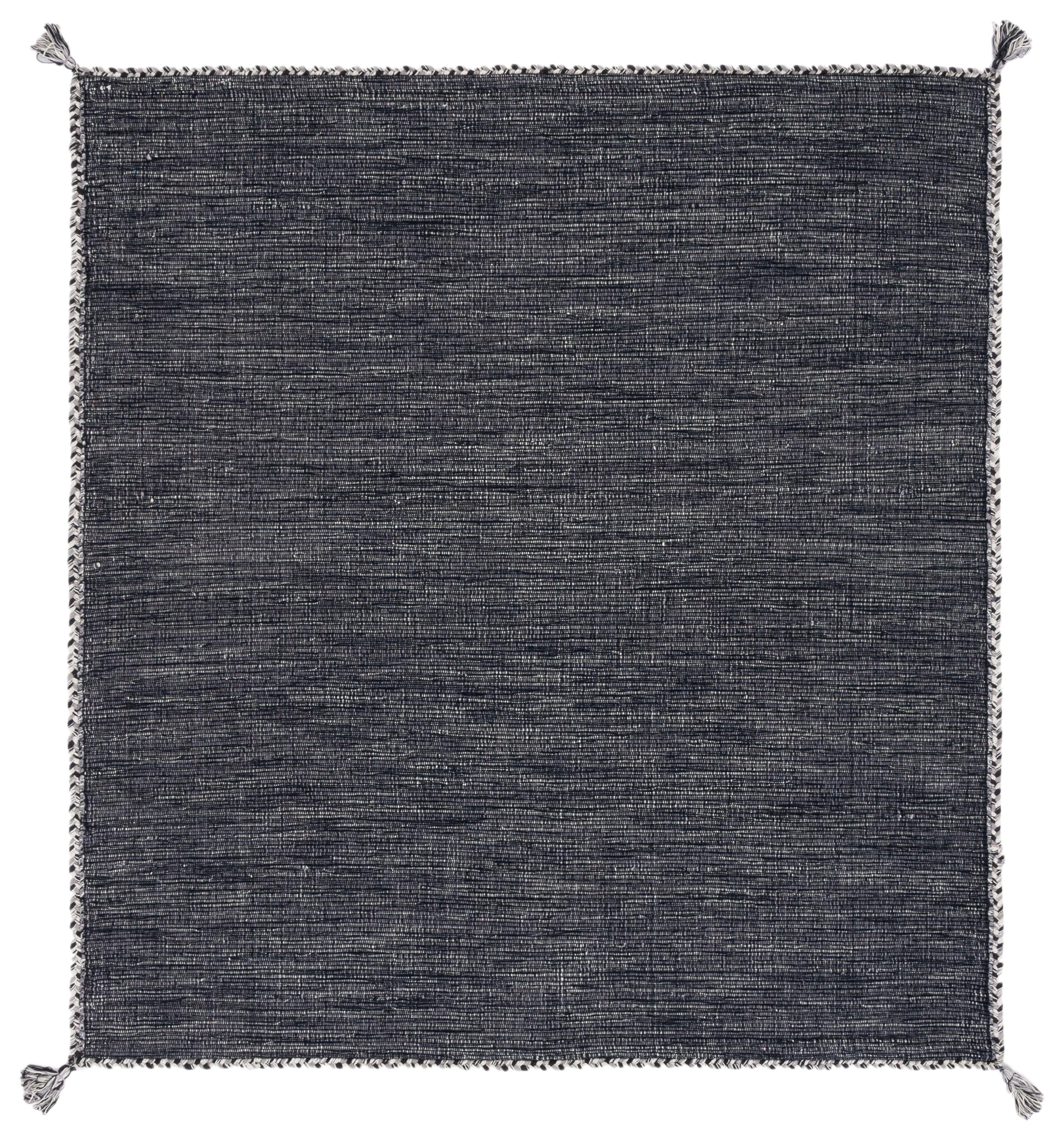 SAFAVIEH Montauk Bijar Solid Cotton Area Rug, Grey/Black, 5' x 5' Square