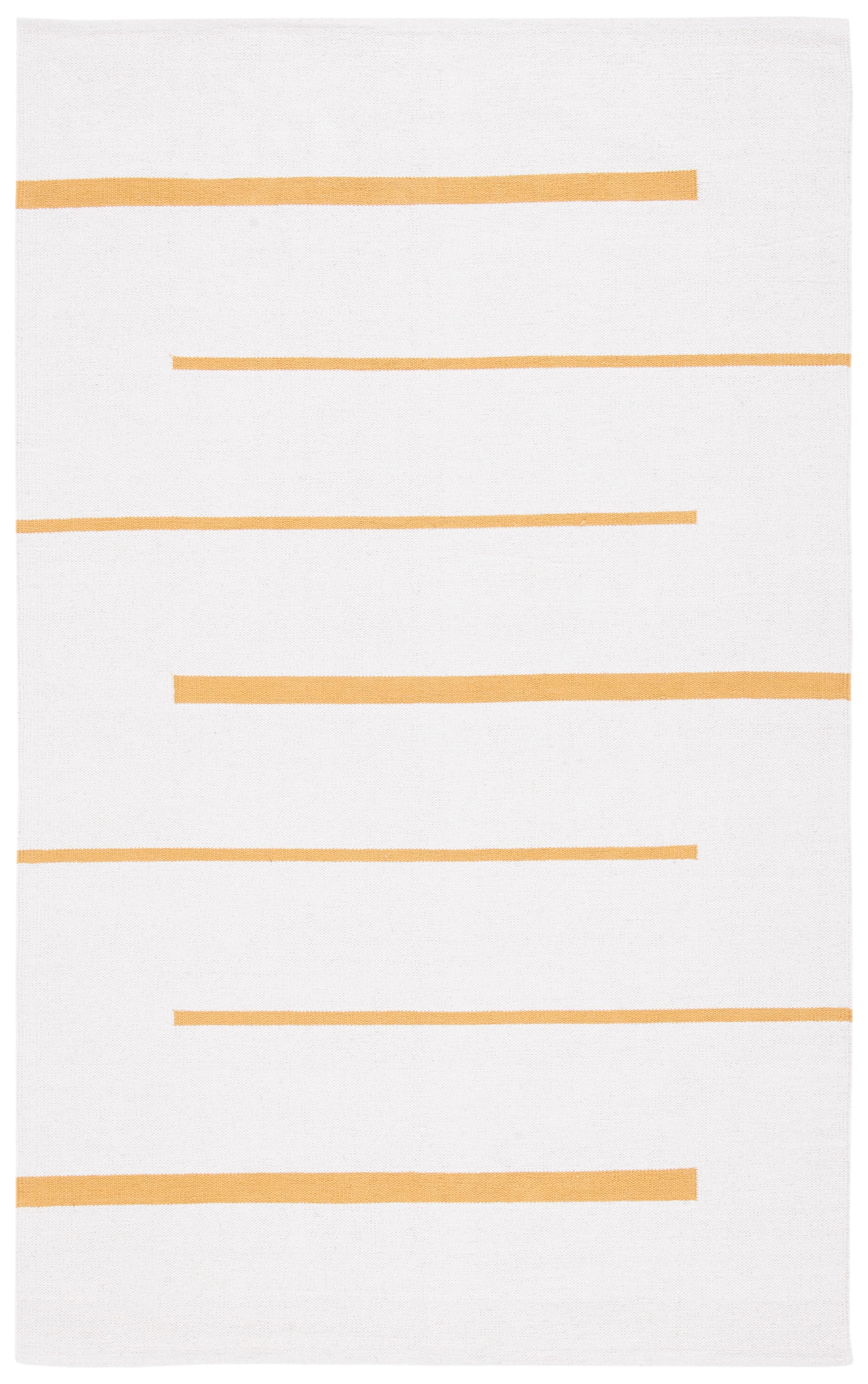 SAFAVIEH Montauk Oswald Geometric Striped Cotton Area Rug, Ivory/Gold, 5' x 8'