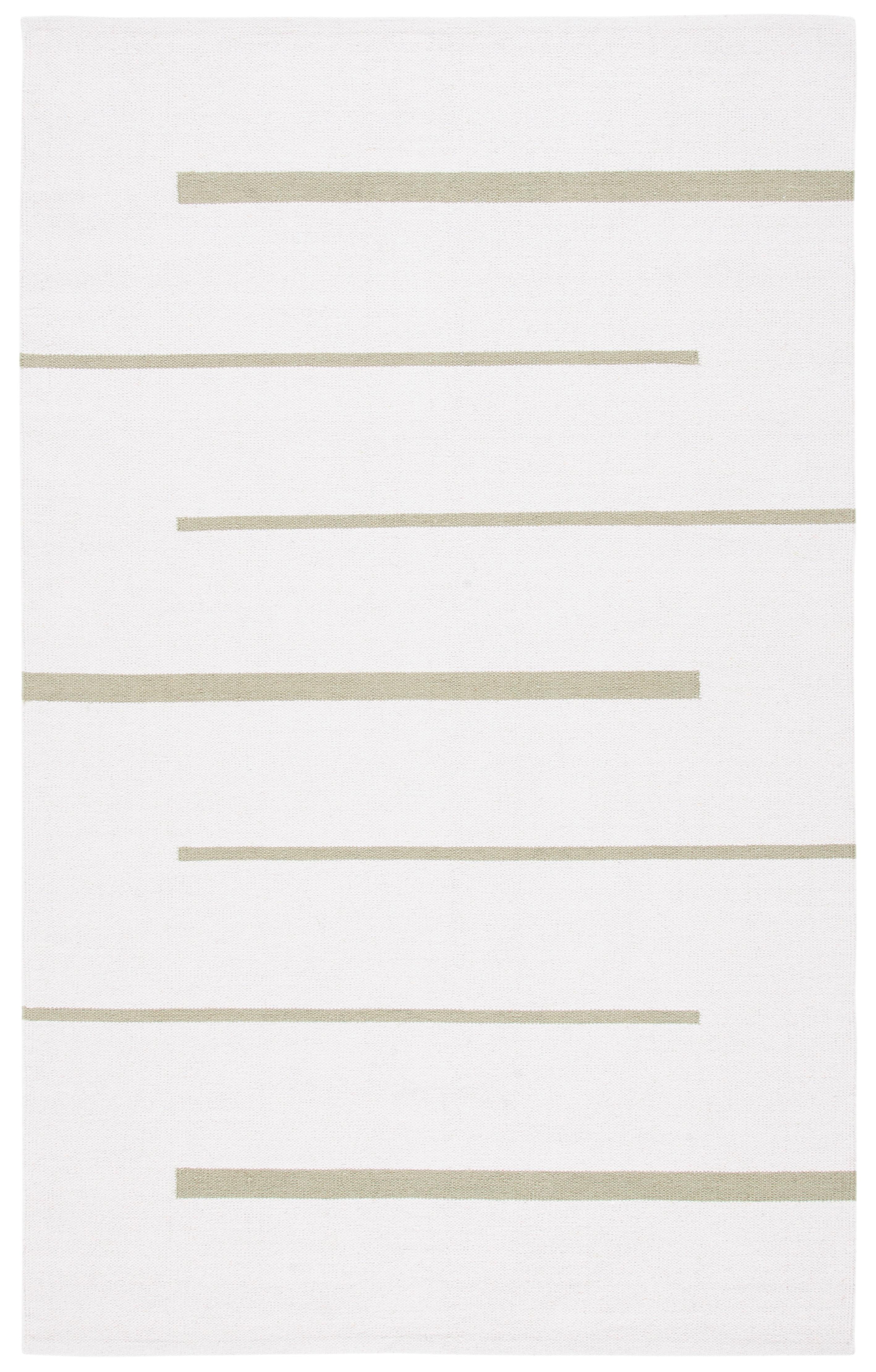 SAFAVIEH Montauk Oswald Geometric Striped Cotton Area Rug, Ivory/Light Green, 5' x 8'