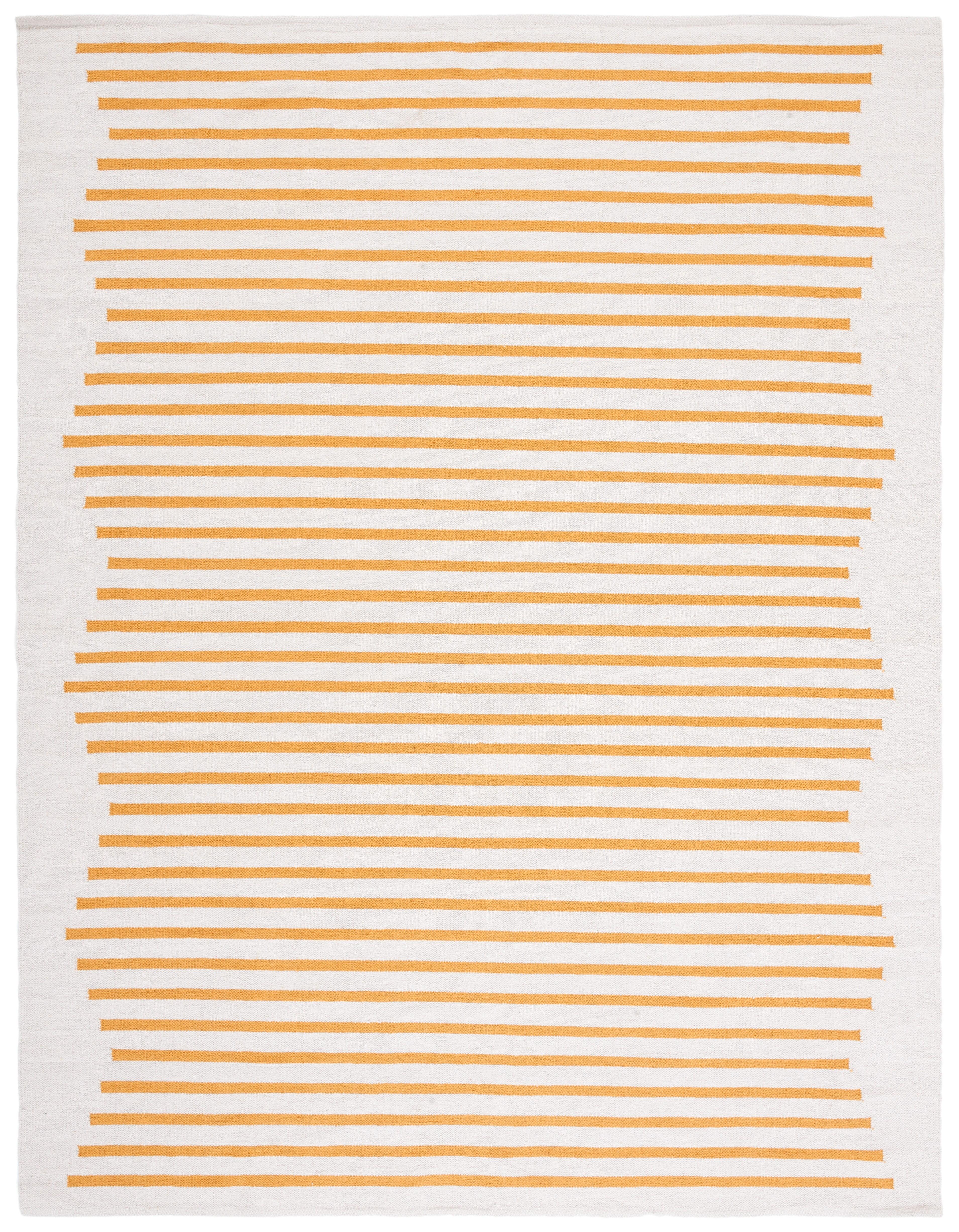 SAFAVIEH Montauk Amadine Striped Cotton Area Rug, Ivory/Gold, 9' x 12'