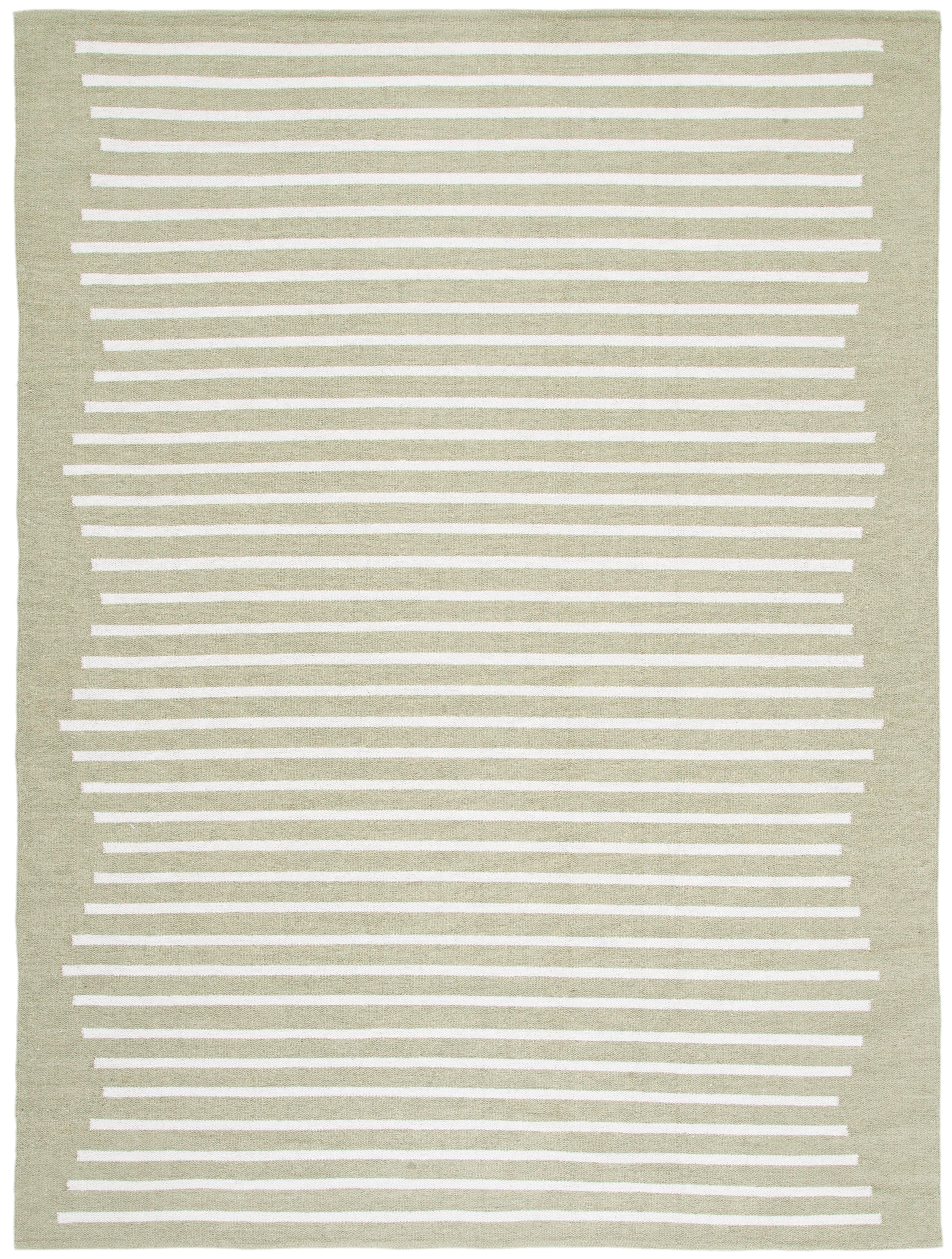 SAFAVIEH Montauk Amadine Striped Cotton Area Rug, Light Green/Ivory, 9' x 12'