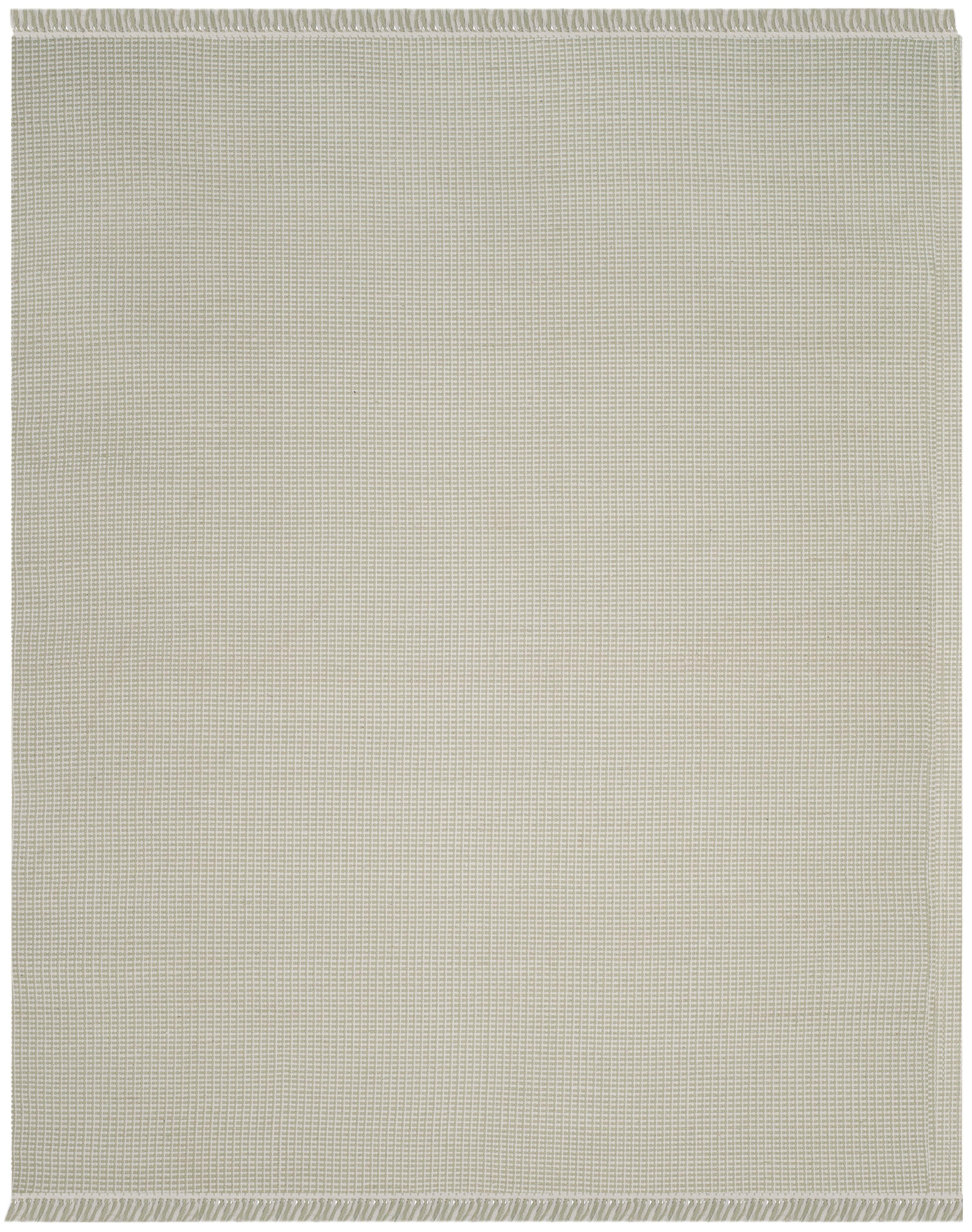 SAFAVIEH Montauk Patton Geometric Cotton Area Rug, Ivory/Green, 9' x 12'