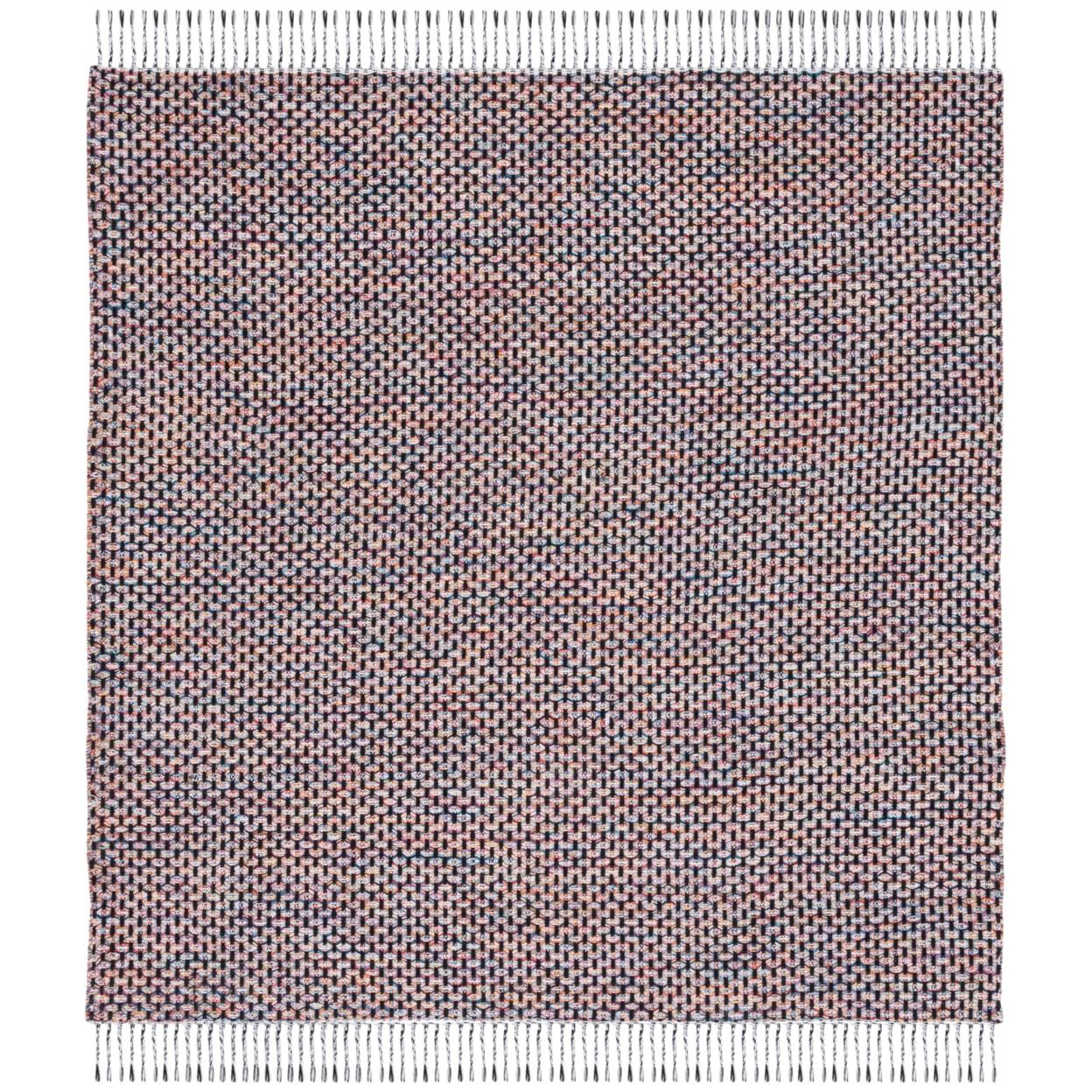 Coastal Charm Handwoven Cotton Ikat Red Square Rug - 6'