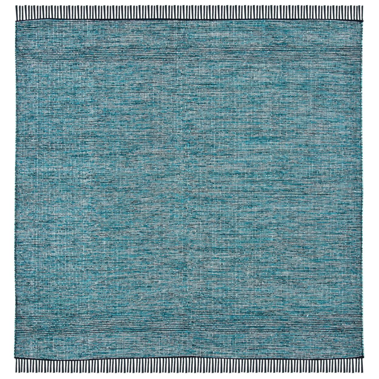 Montauk MTK620 Hand Woven Area Rug - Turquoise/Black - 6'x6' - Safavieh.