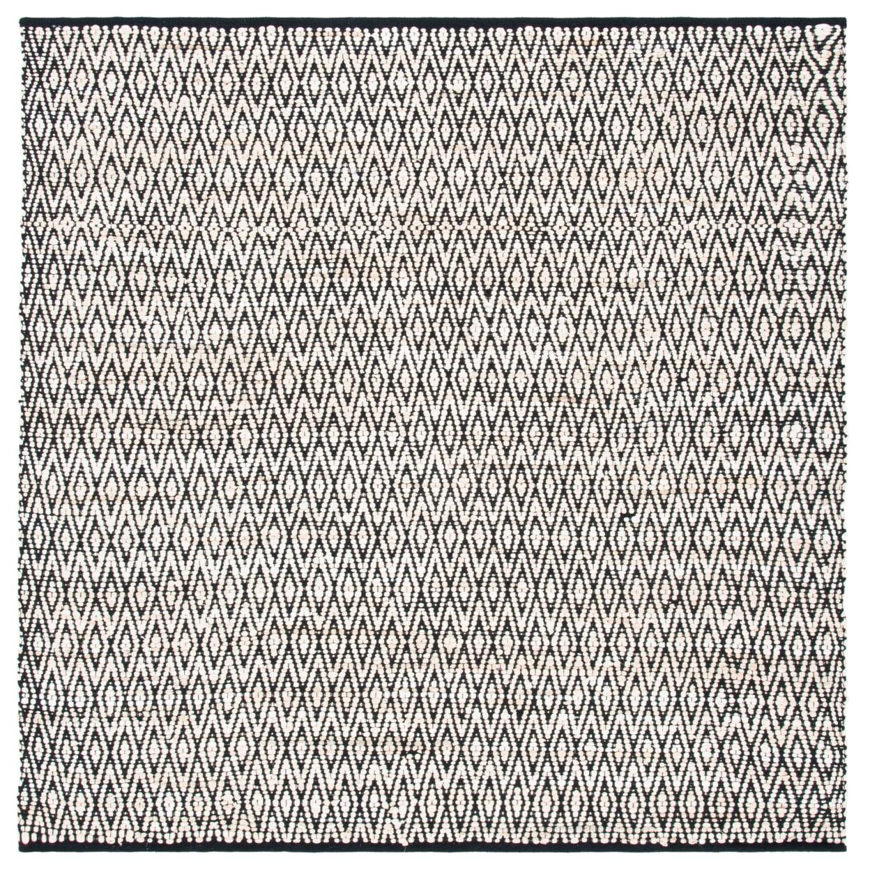 Montauk 6' Square Beige and Black Handwoven Cotton Rug