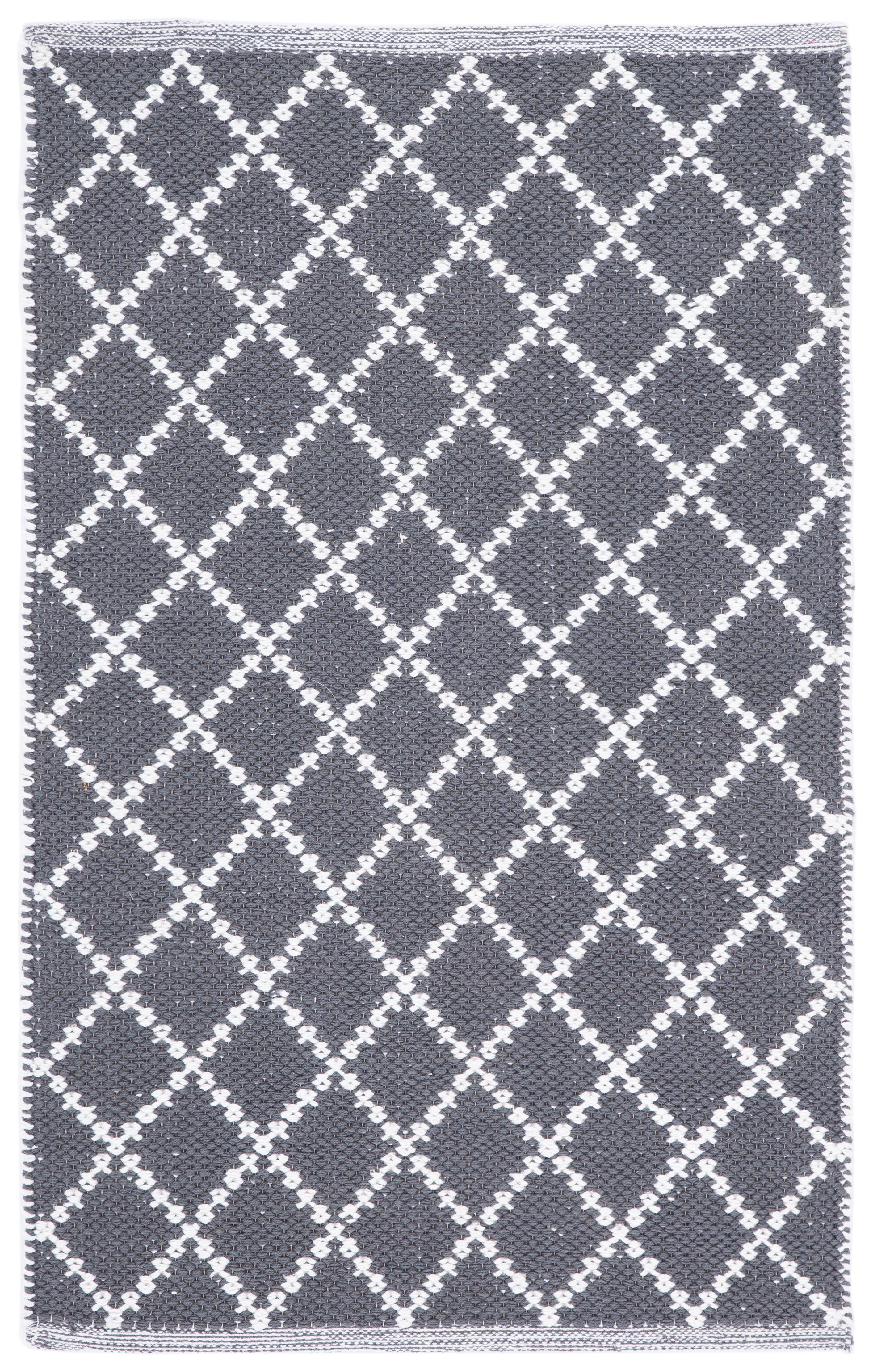 Montauk Dark Grey and Ivory Handwoven Cotton Area Rug