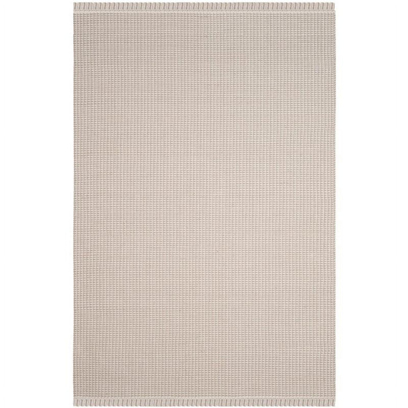 Coastal Charm Ivory and Grey Cotton 6' x 9' Handwoven Rug