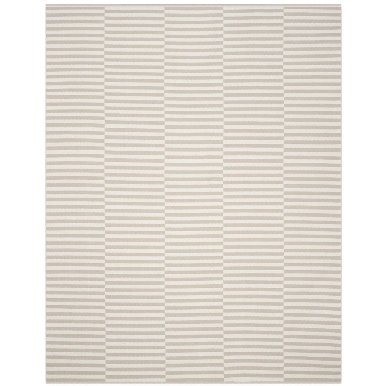 SAFAVIEH Montauk Raeyln Striped Cotton Area Rug, Ivory/Light Grey, 5' x 7'