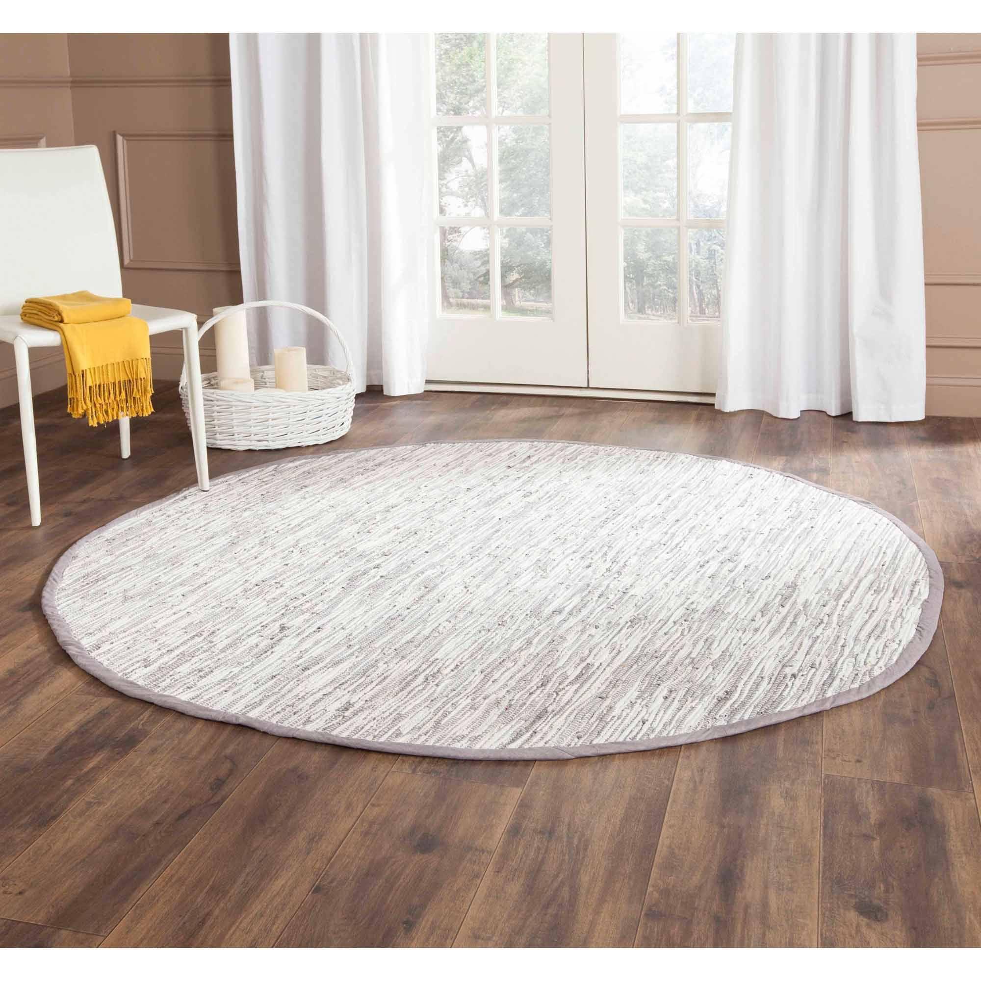 Montauk Gray Round Handwoven Cotton Area Rug