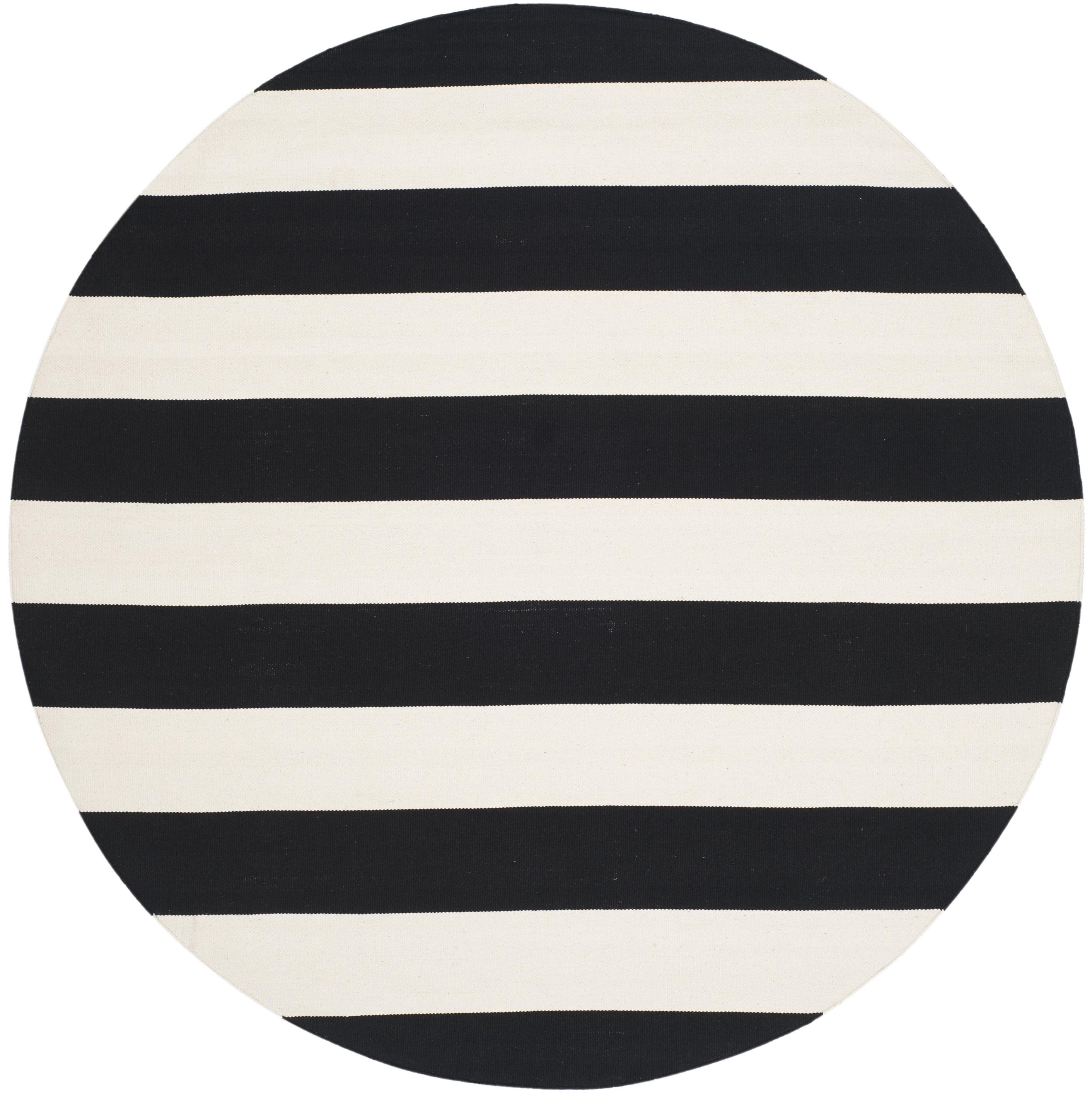 Montauk MTK712 Hand Woven Indoor Accent Rug - Black/Ivory - 3' Round - Safavieh