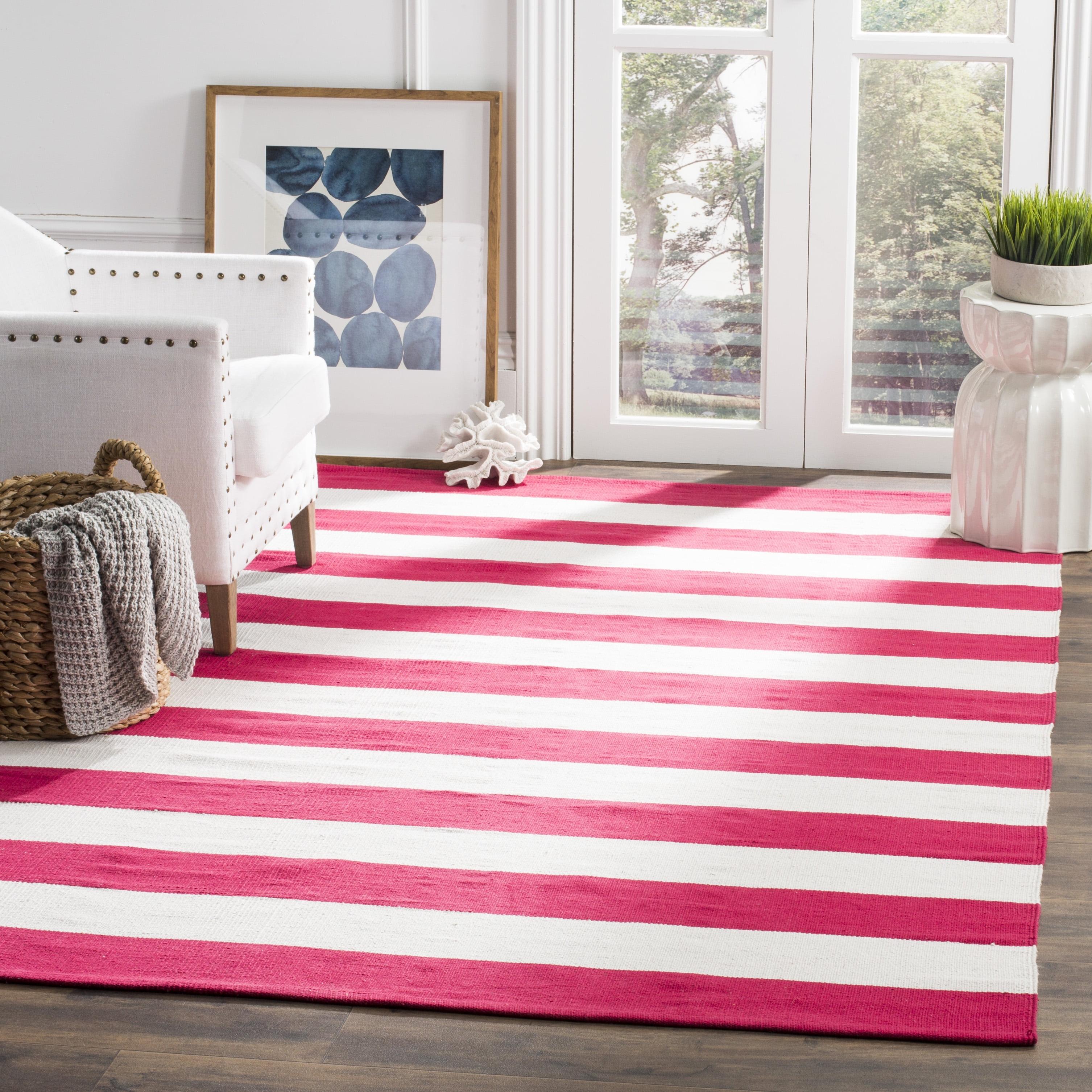 Coastal Charm Red/Ivory Cotton Stripe 8' x 10' Area Rug