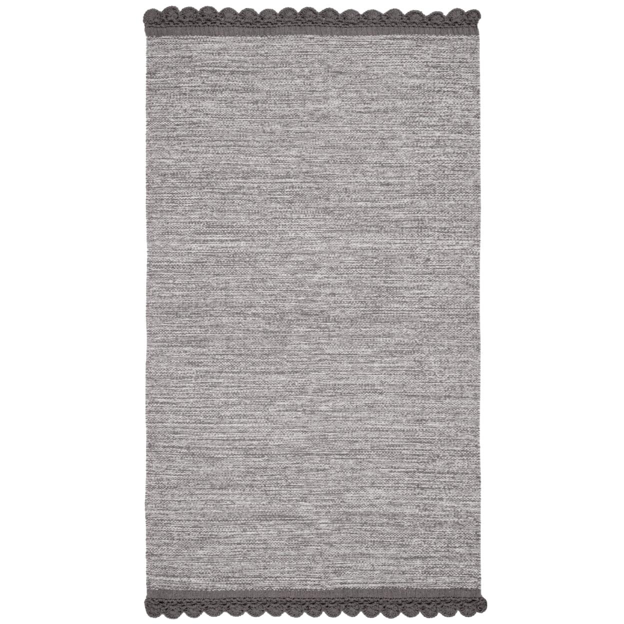 Charcoal Cotton Hand-Woven Flatweave 3' x 5' Area Rug