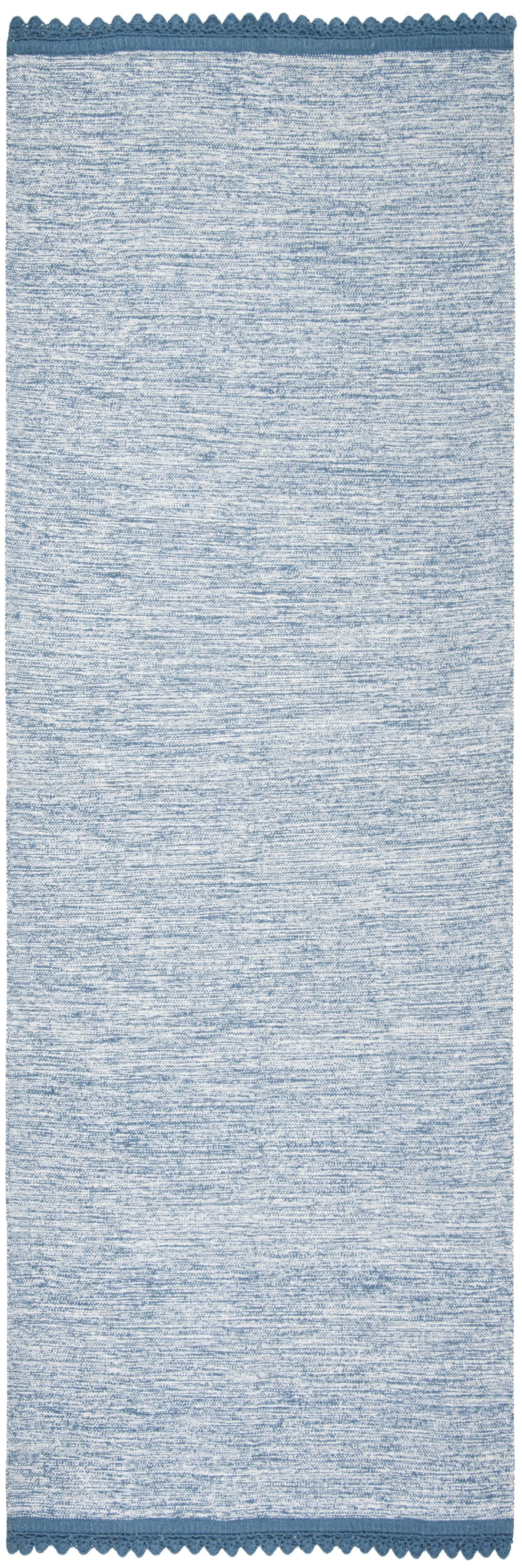 Coastal Breeze Blue Flat Woven Cotton Runner Rug - 2'3" X 7'