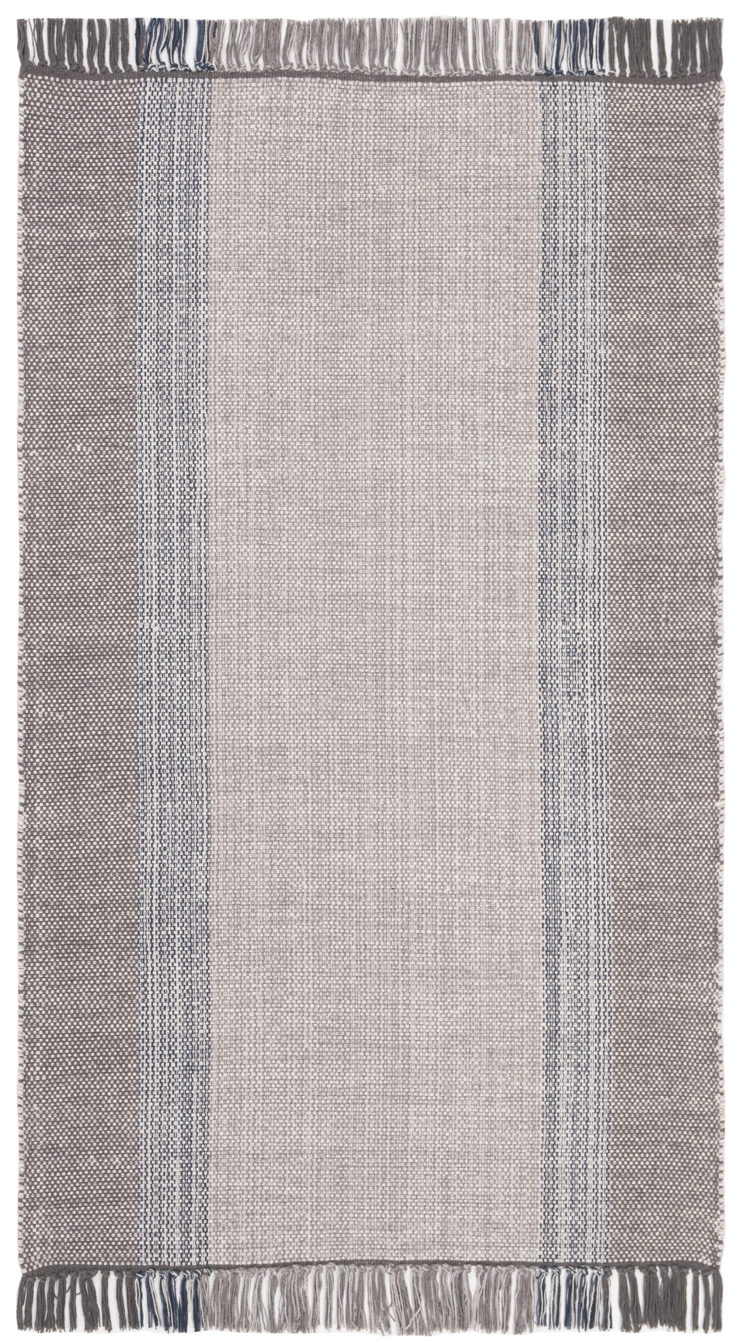 Coastal Breeze Blue/Grey Flat Woven Cotton 3' x 5' Area Rug