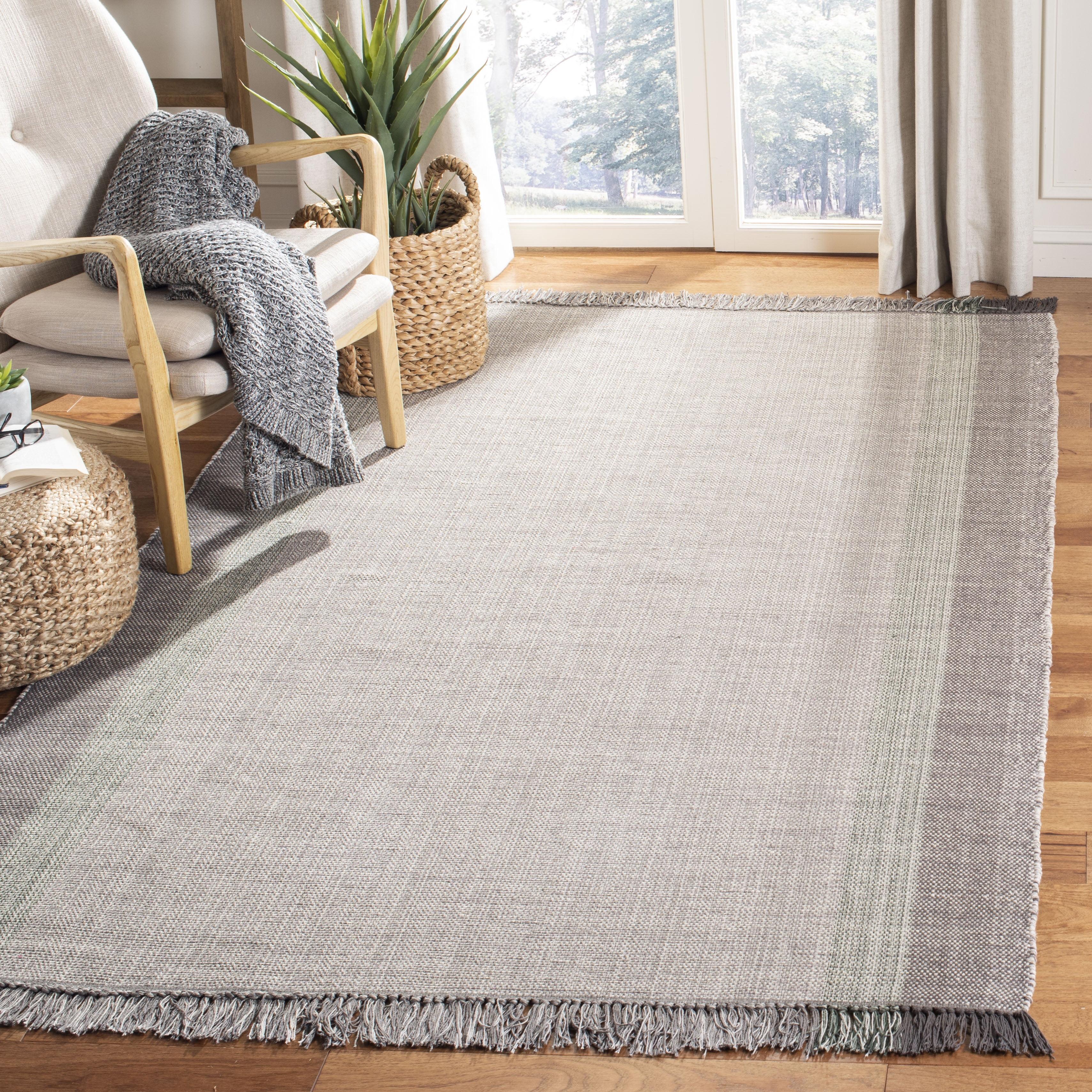 Coastal Breeze Montauk 8'x10' Hand Woven Cotton Rug in Green/Grey