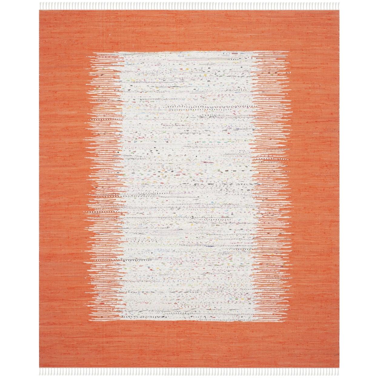Montauk MTK711 Hand Woven Area Rug - Ivory/Orange - 6'x6' - Safavieh.