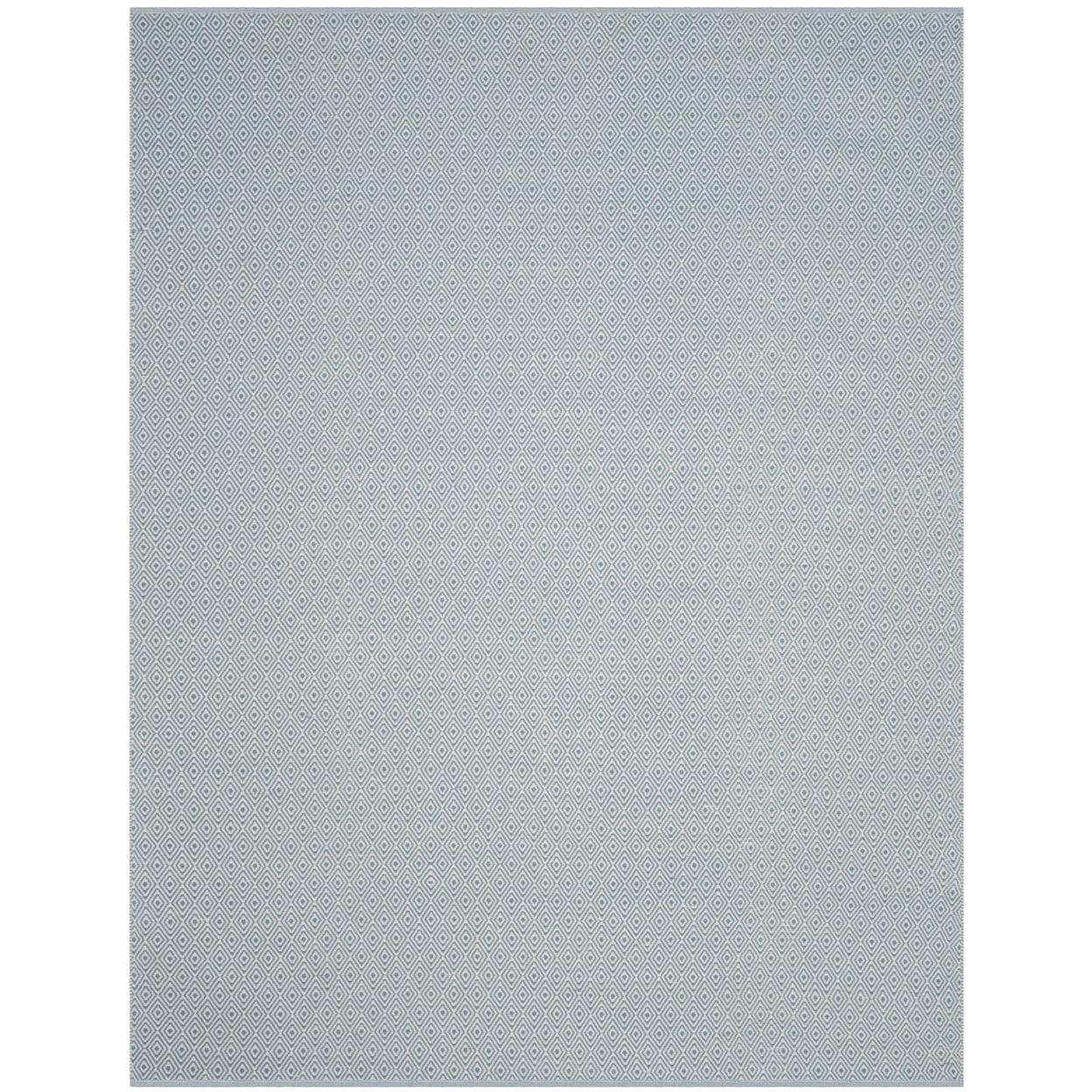 Ivory and Light Blue 8' x 10' Handwoven Cotton Area Rug