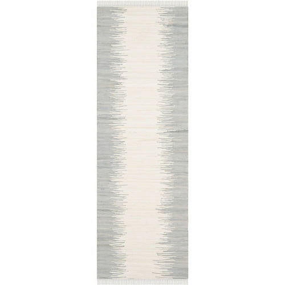 Coastal Charm Handwoven Gray Stripe Cotton 4' Square Rug