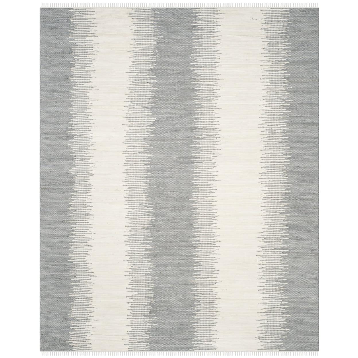 SAFAVIEH Montauk Twyla Striped Cotton Area Rug, Grey, 9' x 12'