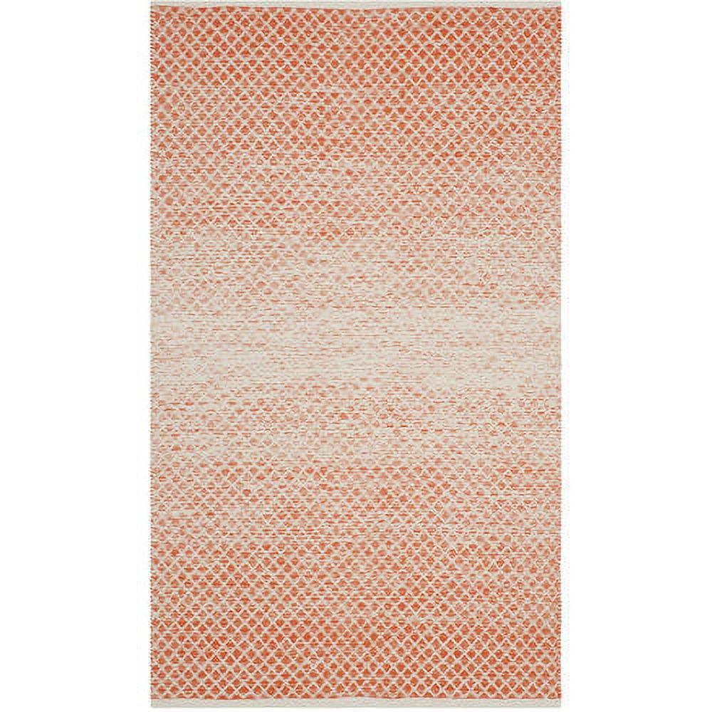 Ivory and Orange Handwoven Cotton Area Rug, 5' x 8'