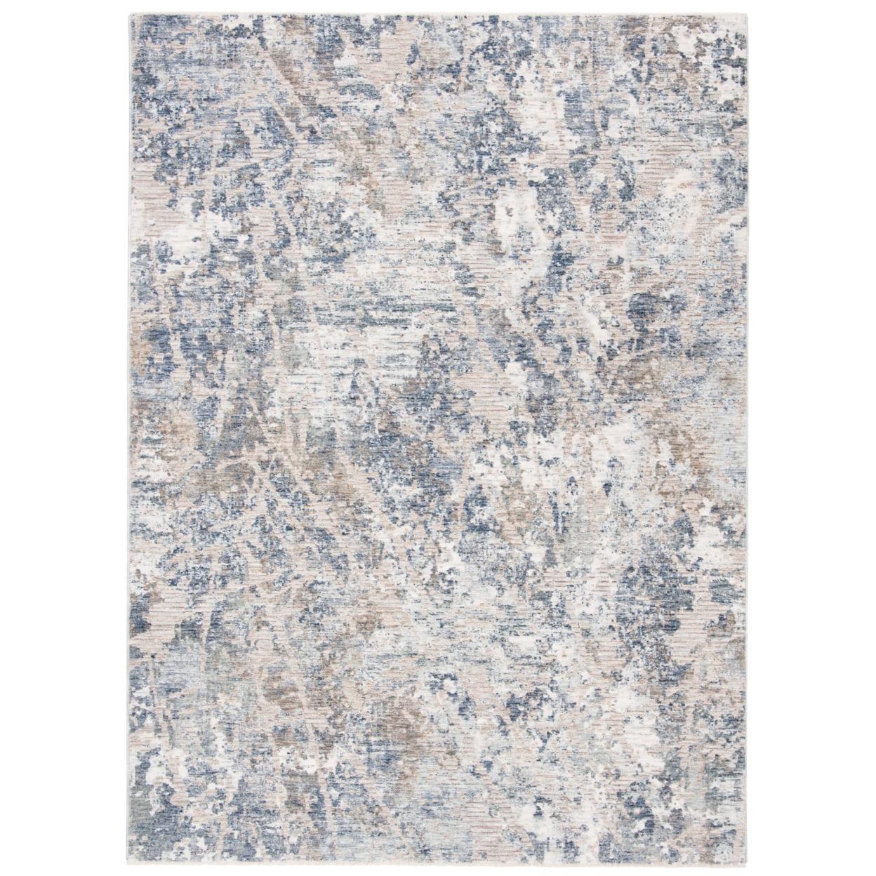 Blue and Gray Abstract Viscose Area Rug