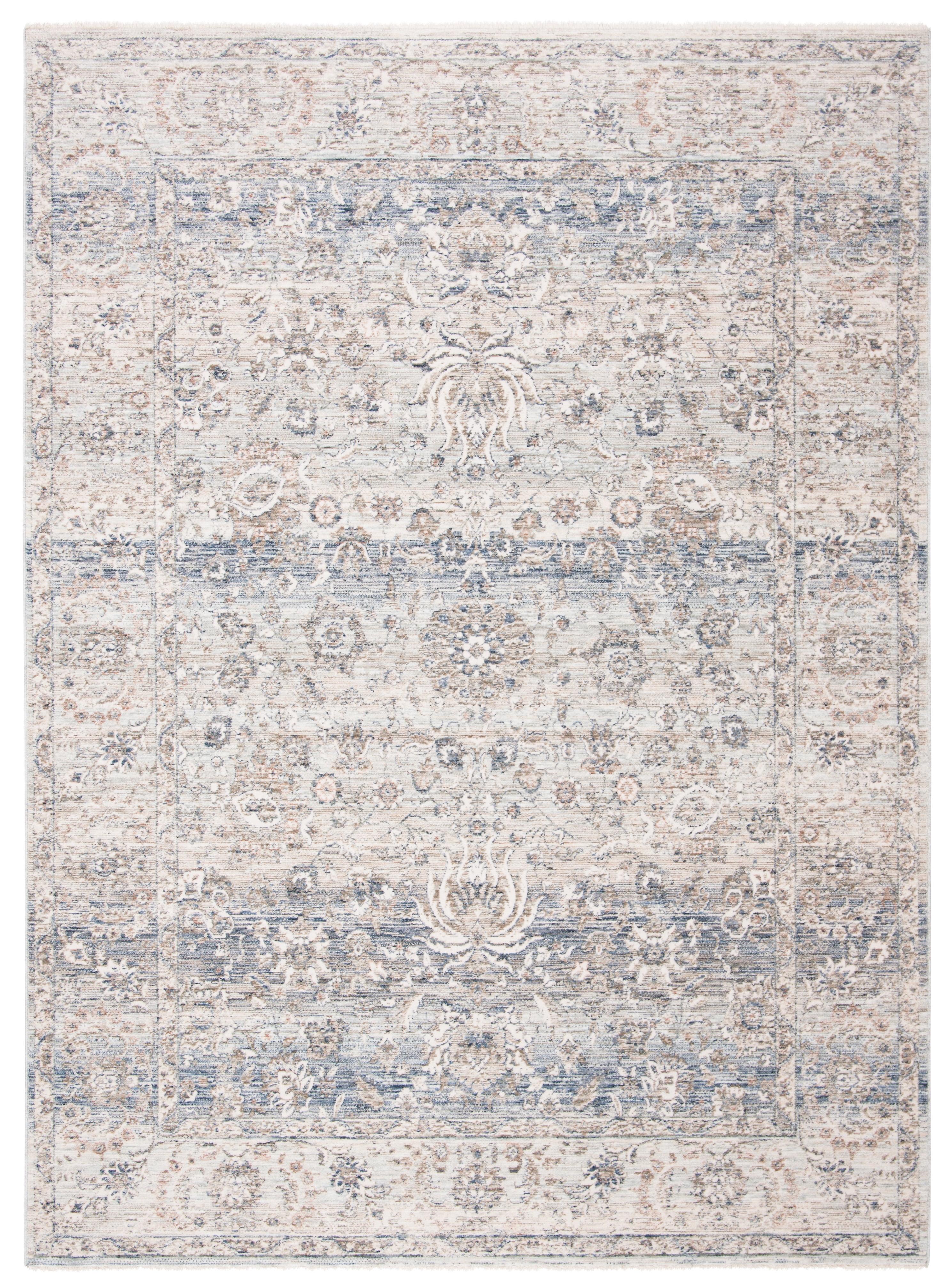 Gray and Beige Rectangular Viscose Oriental Area Rug