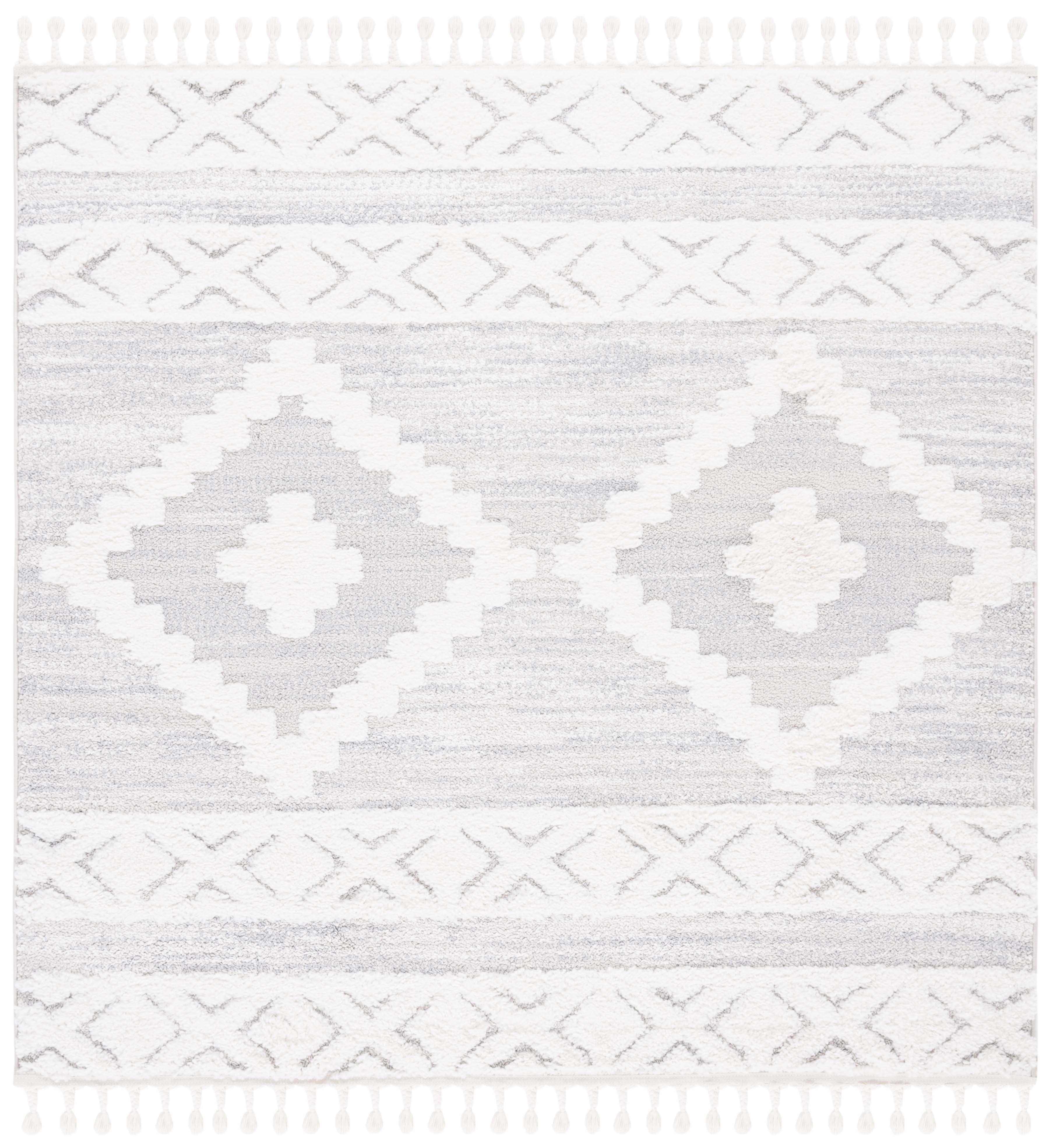 Moroccan Tassel Shag MTS640 Power Loomed Indoor Area Rug - Ivory/Beige - 6'7"x6'7" - Safavieh
