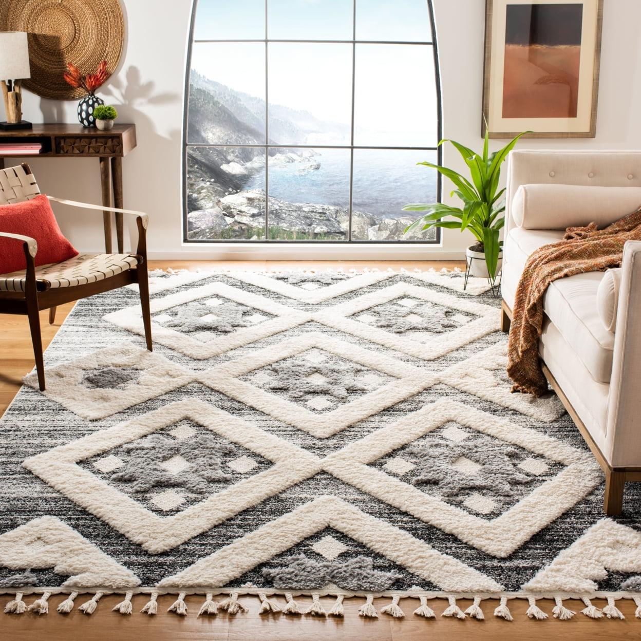 Moroccan Tassel Shag MTS664 Power Loomed Indoor Accent Rug - Grey/Ivory - 3'x5' - Safavieh
