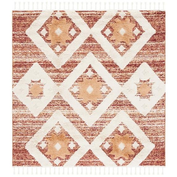 Moroccan Tassel Shag MTS664 Power Loomed Indoor Area Rug - Rust/Ivory - 6'7"x6'7" - Safavieh