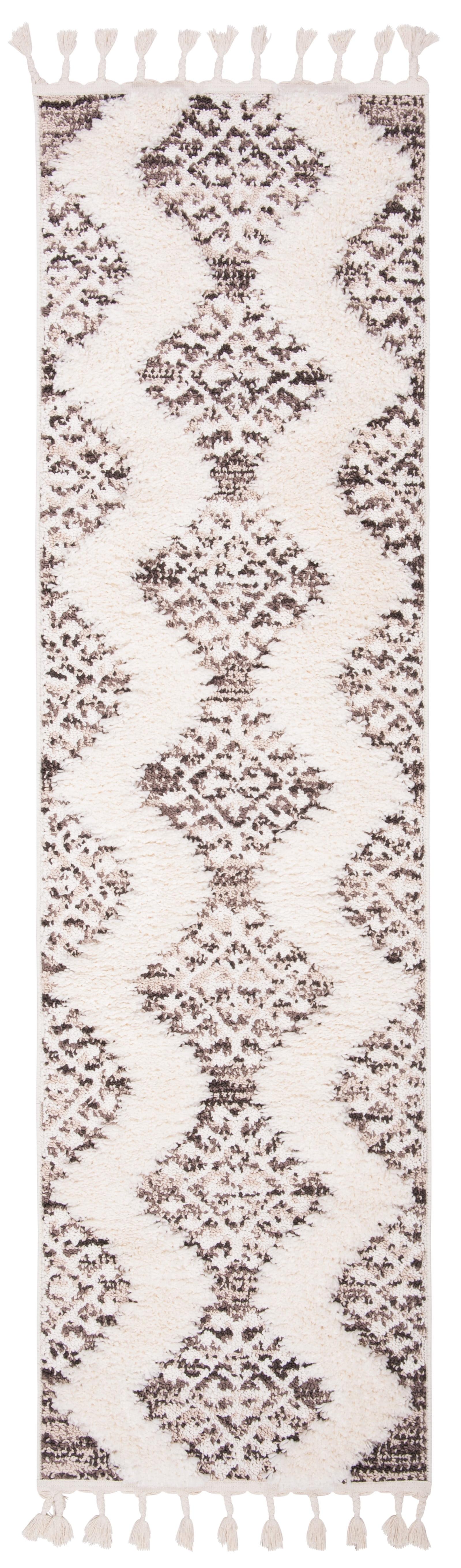 Moroccan Tassel Shag MTS652 Power Loomed Indoor Runner Rug - Ivory/Brown - 2'3"x12' - Safavieh