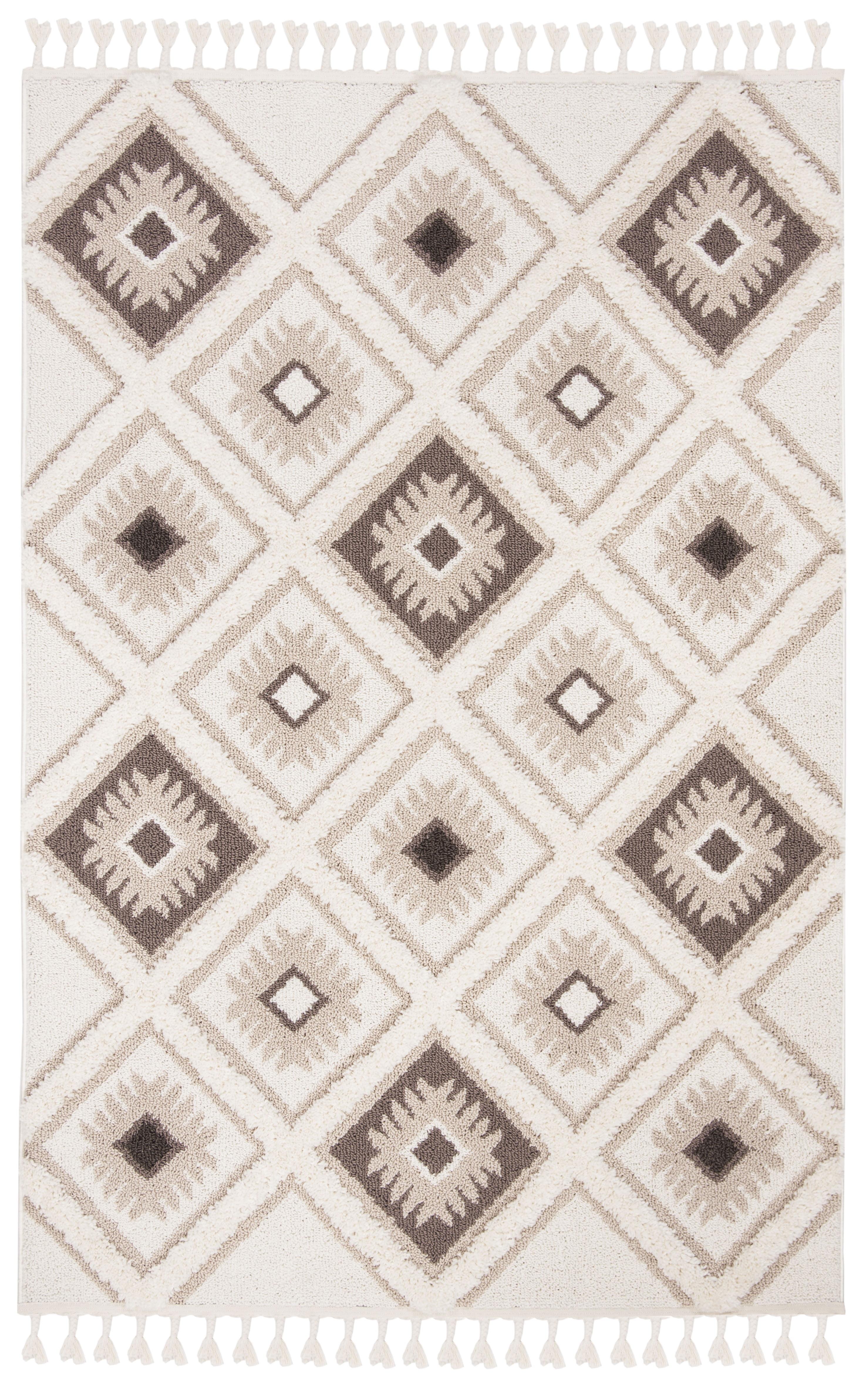 Moroccan Tassel Shag MTS601 Power Loomed Area Rug - Ivory/Brown - 6'7"x9'2" - Safavieh.