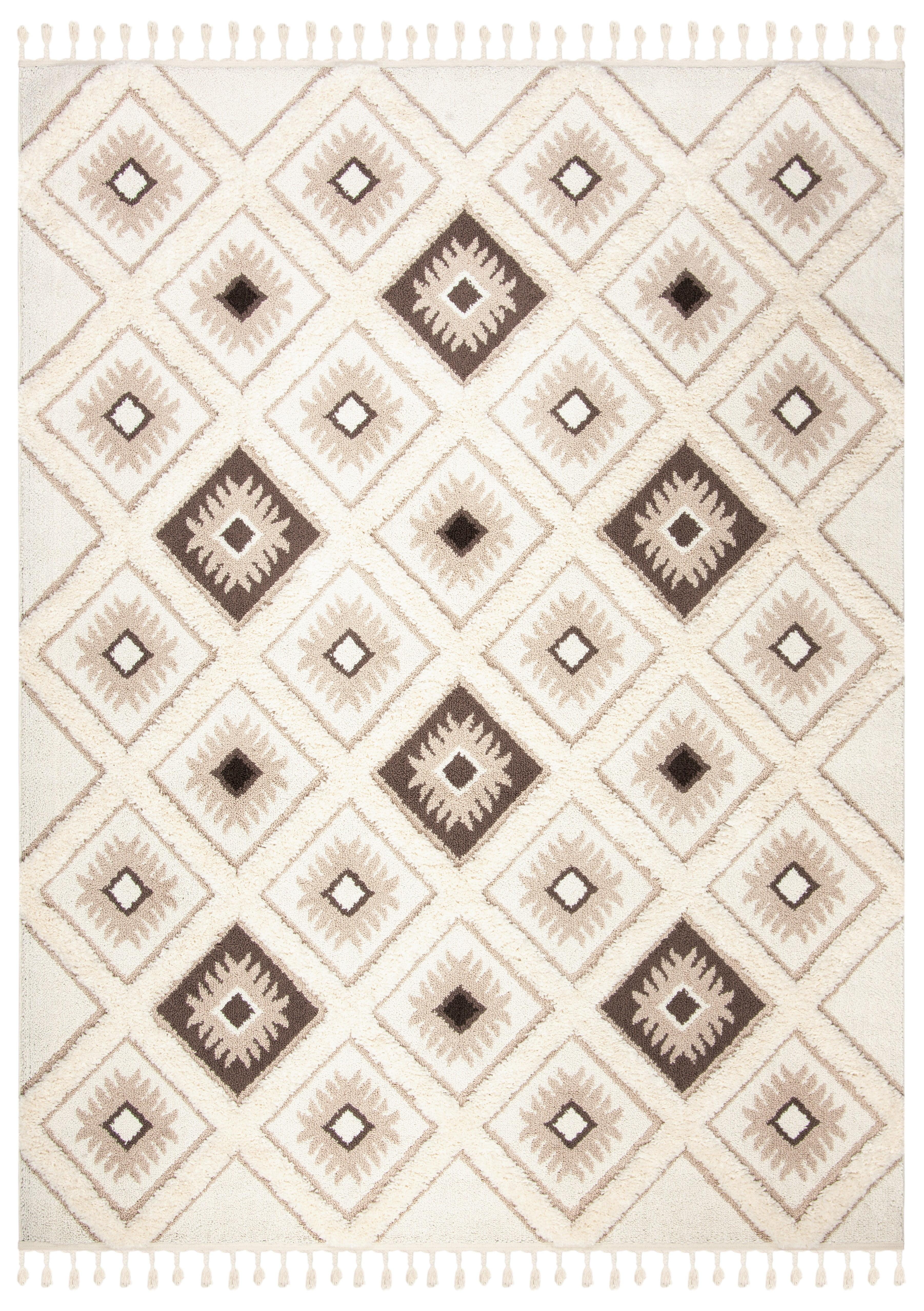 Moroccan Tassel Shag MTS601 Power Loomed Area Rug - Ivory/Brown - 8'9"x11'9" - Safavieh.